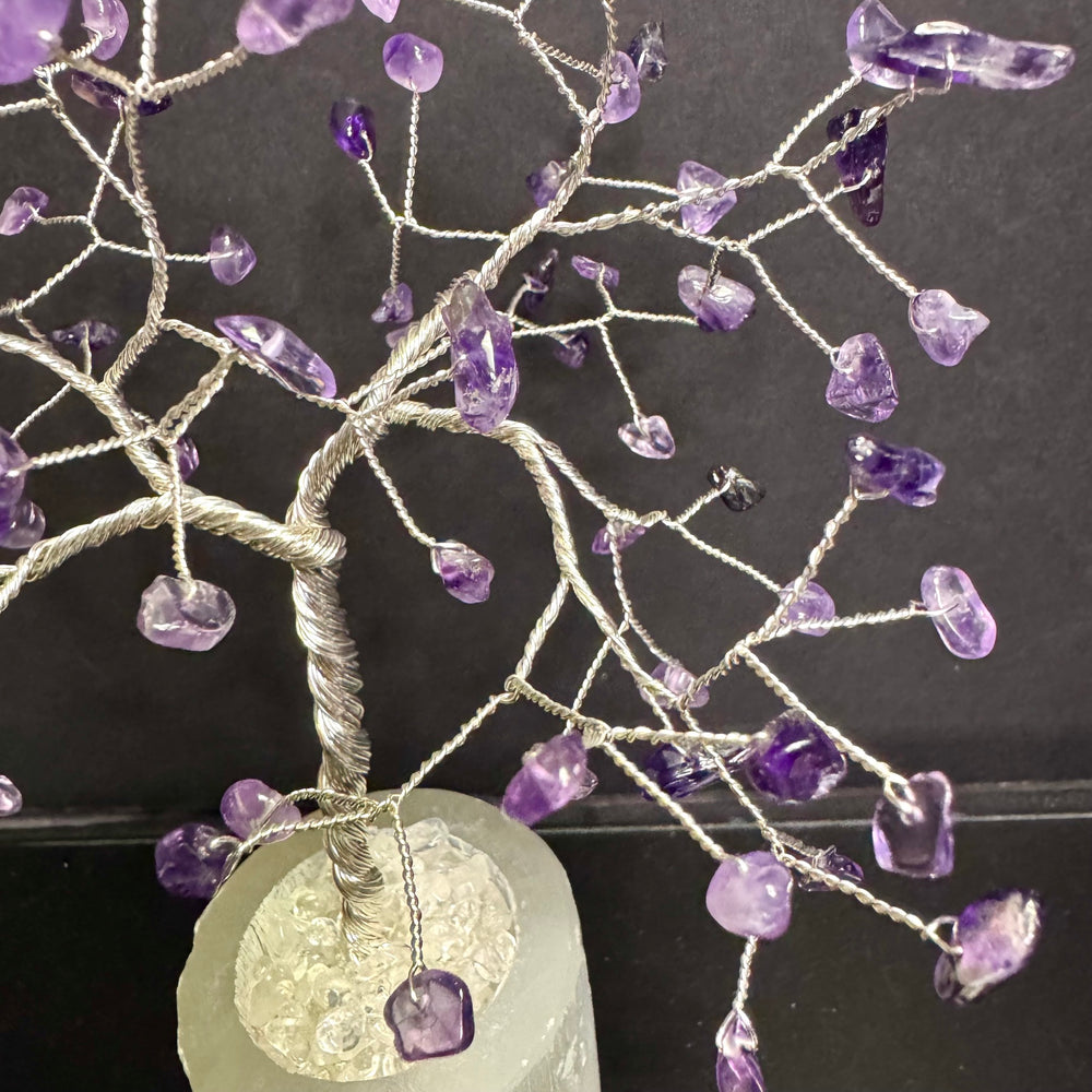 Amethyst on Selenite Mojo Tree