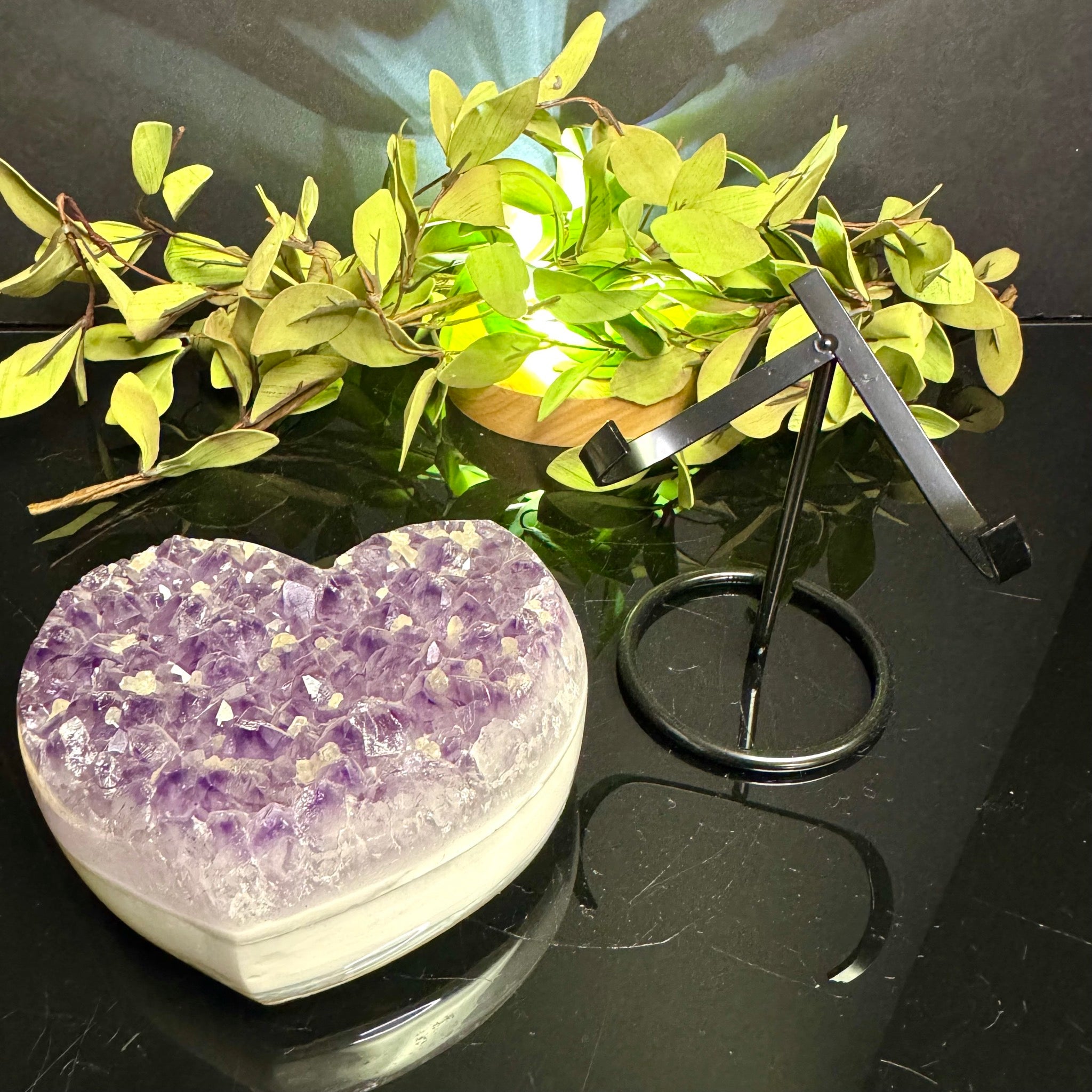 Amethyst Heart on Stand