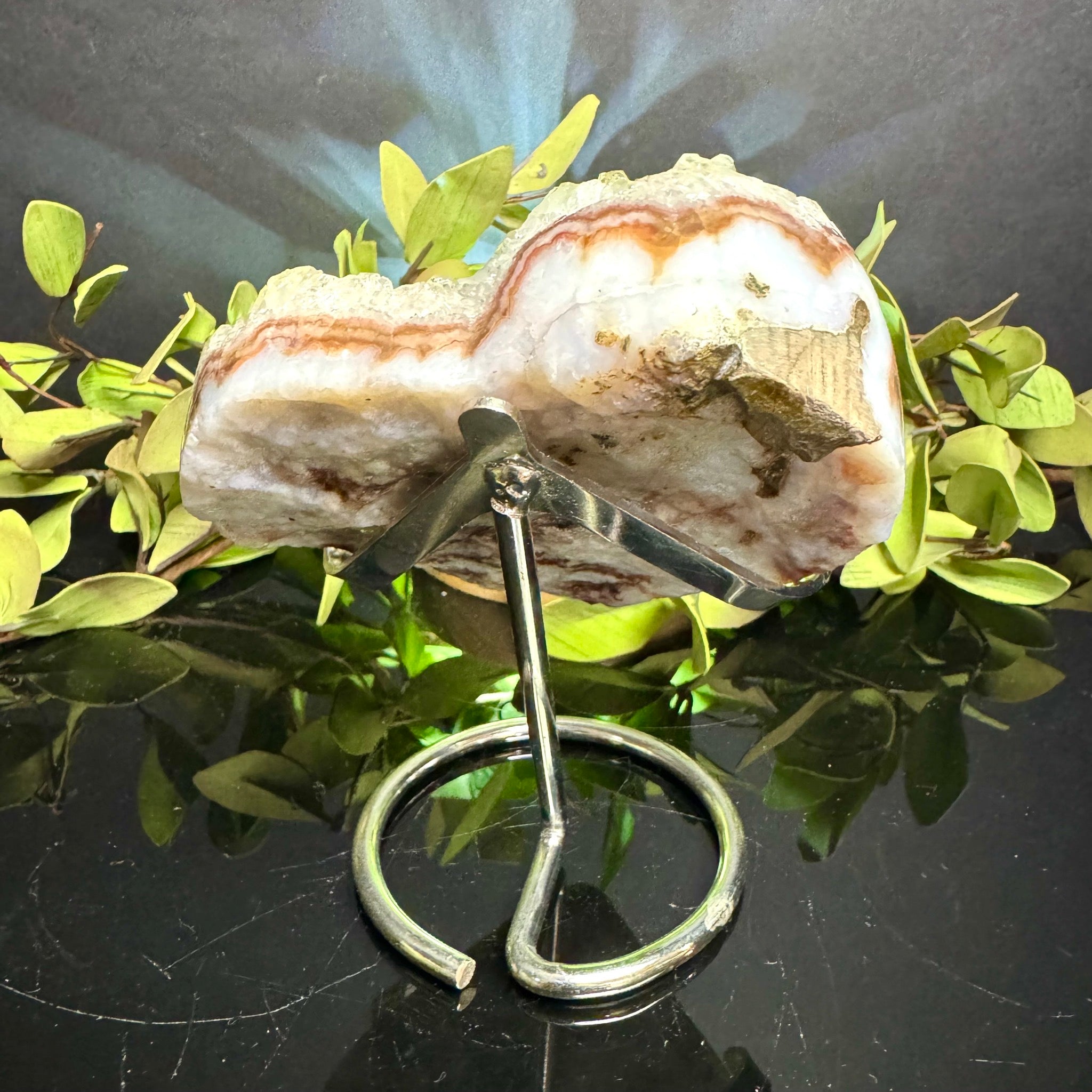 Clear Quartz and Agate Heart on Stand