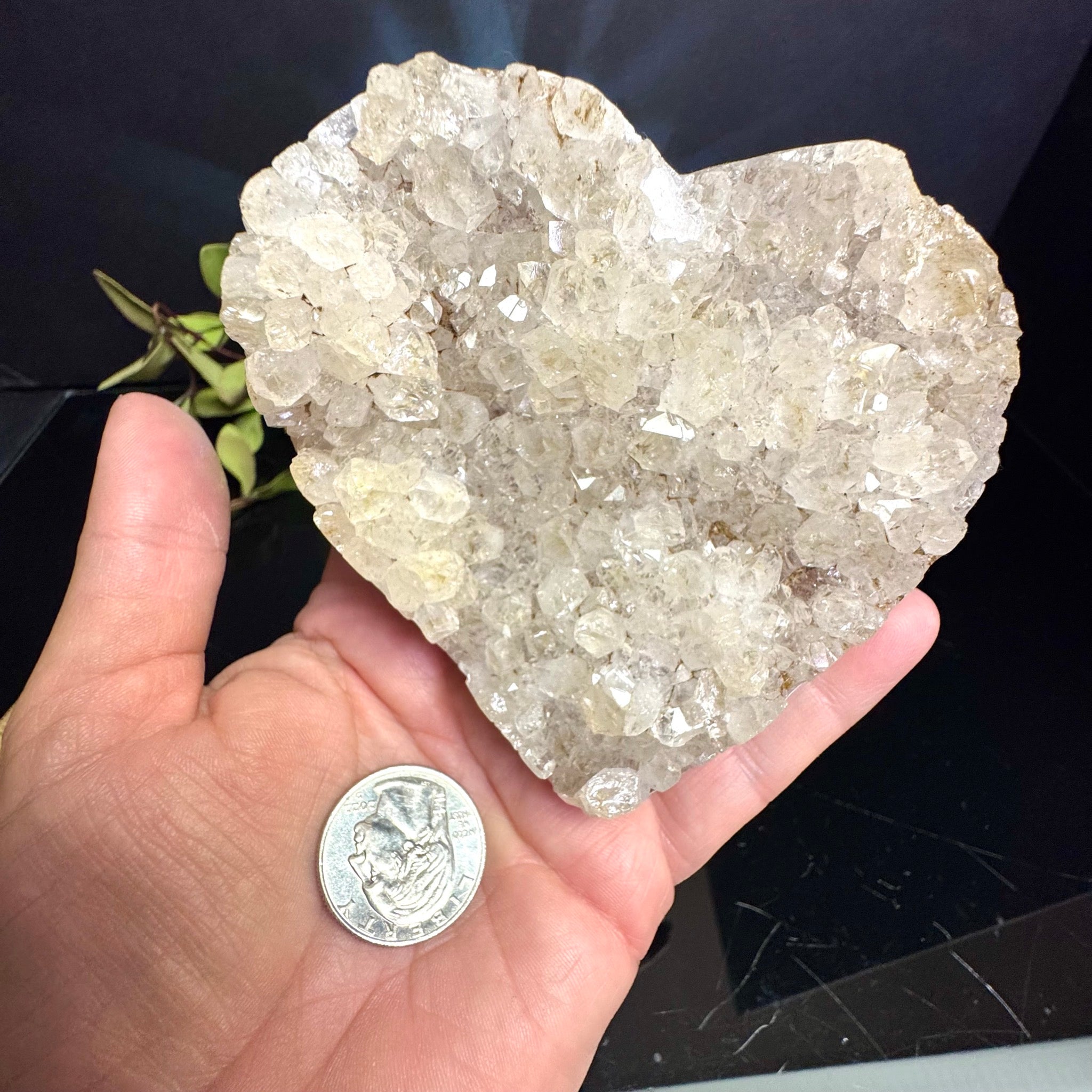 Clear Quartz and Agate Heart on Stand