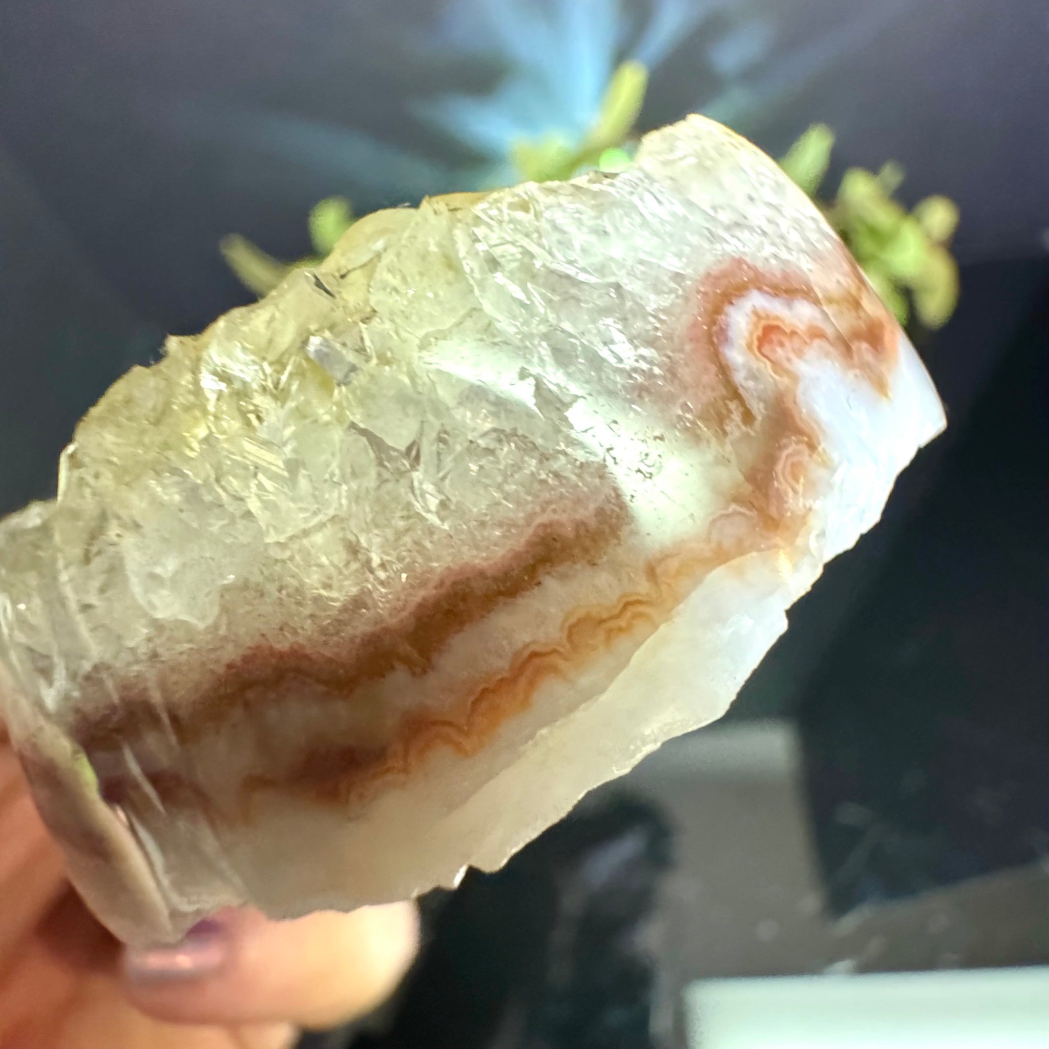 Clear Quartz and Agate Heart on Stand