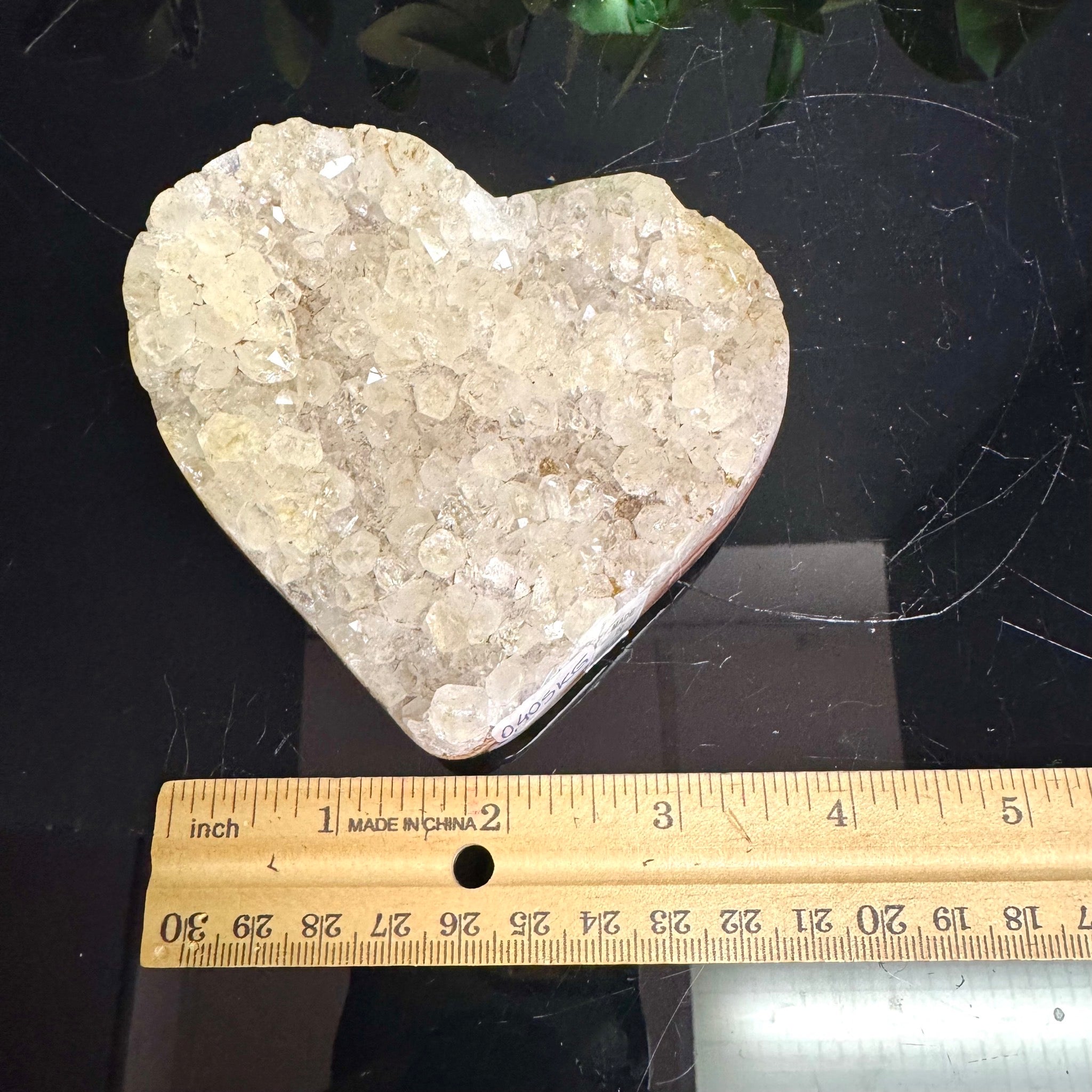 Clear Quartz and Agate Heart on Stand