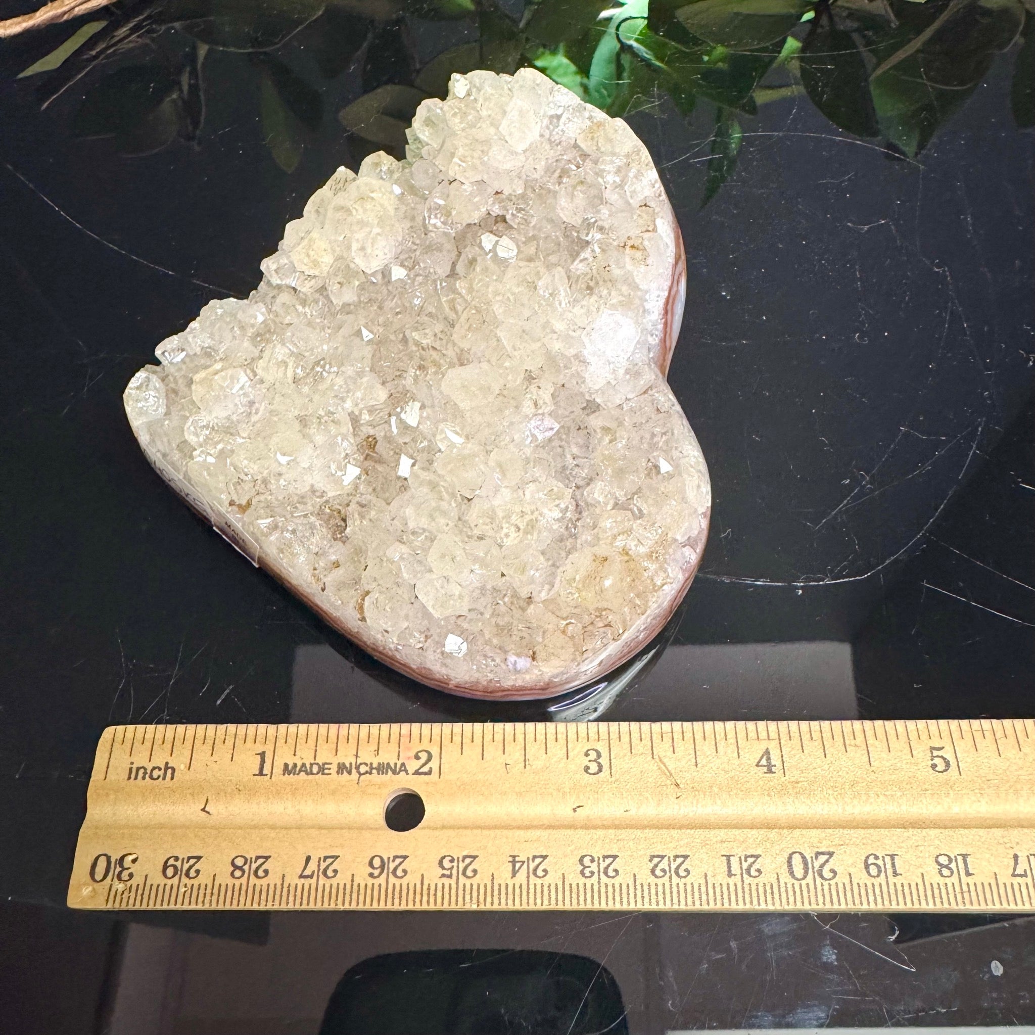 Clear Quartz and Agate Heart on Stand