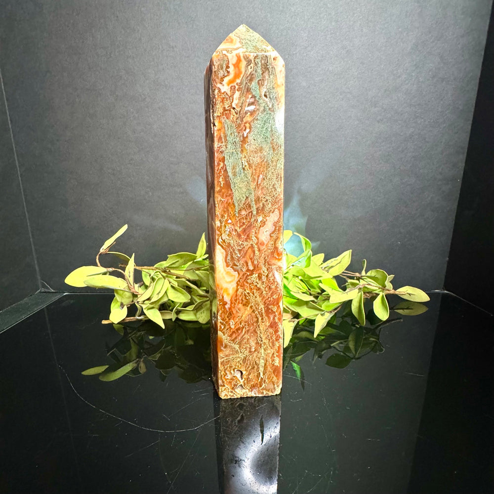 Red Moss Agate Tower