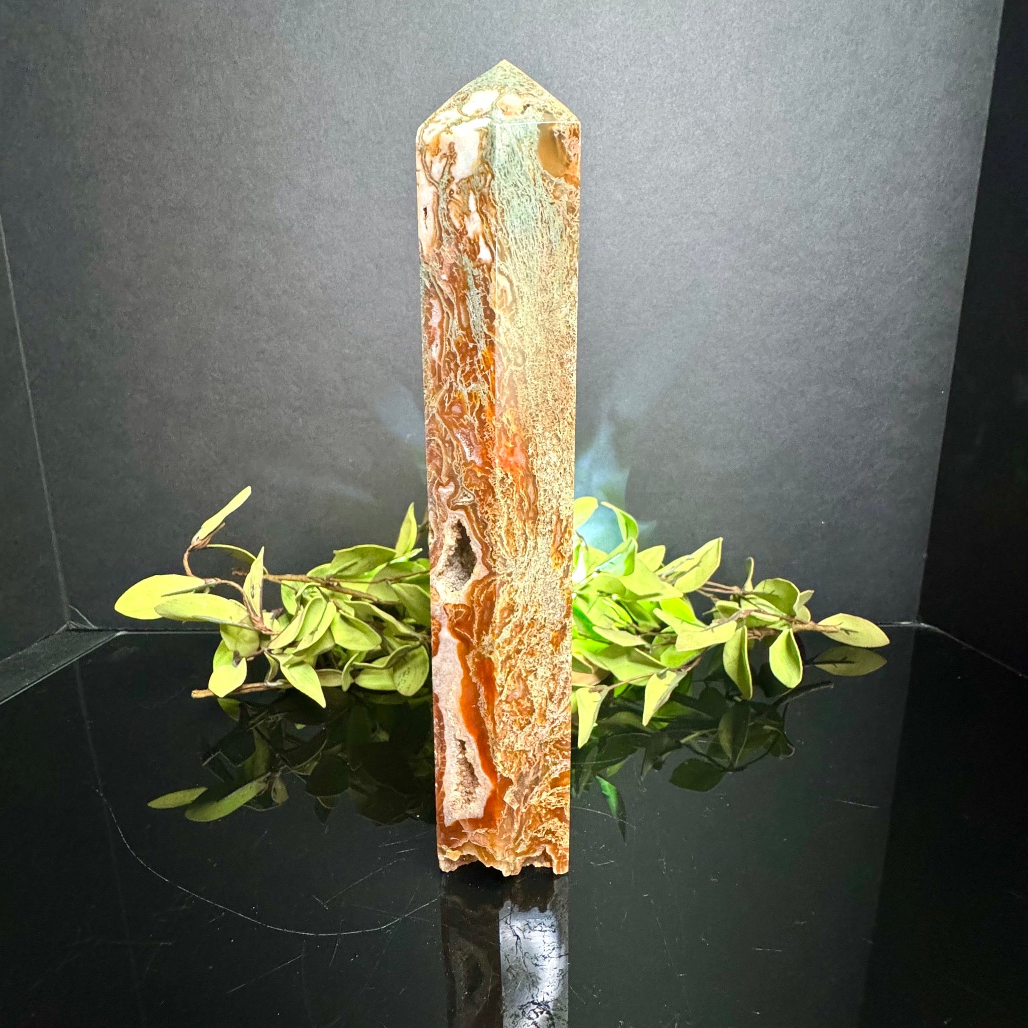 Red Moss Agate Tower
