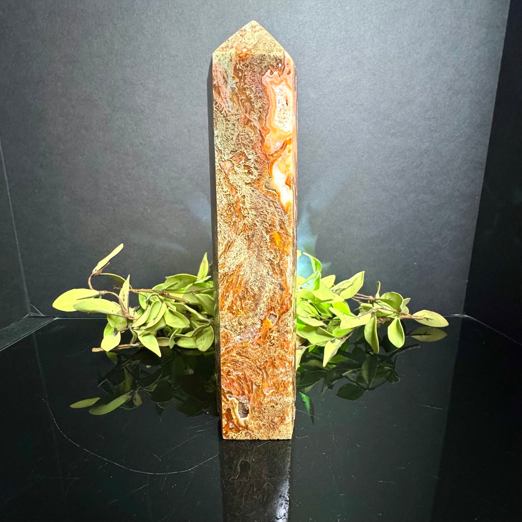 Red Moss Agate Tower