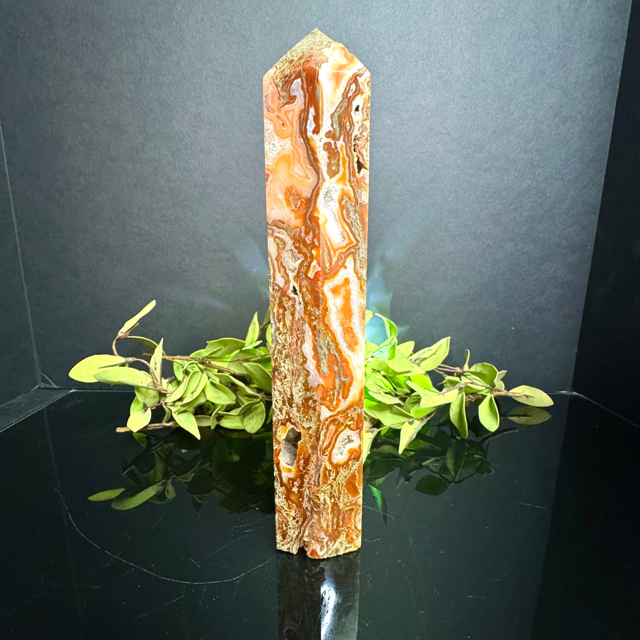 Red Moss Agate Tower
