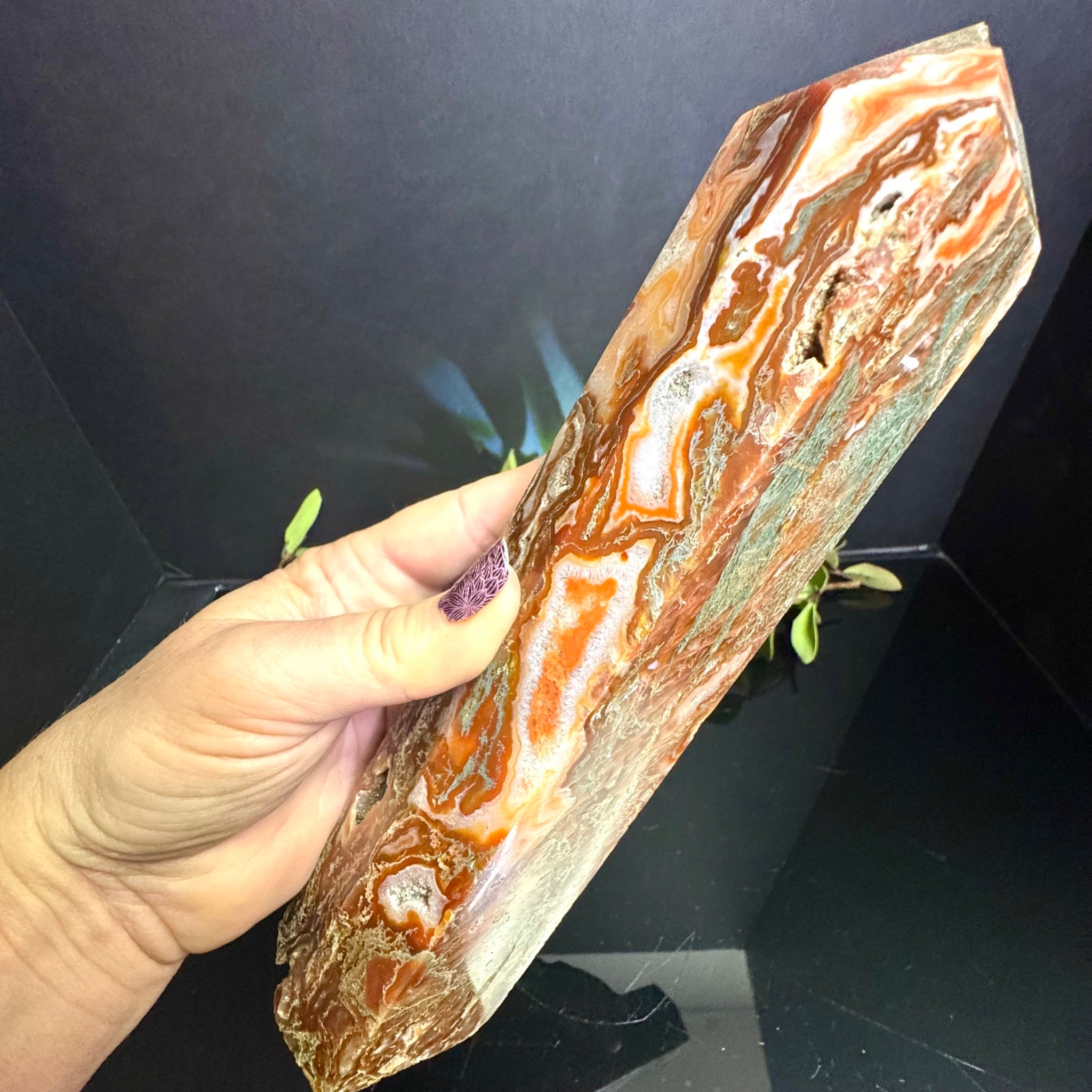 Red Moss Agate Tower