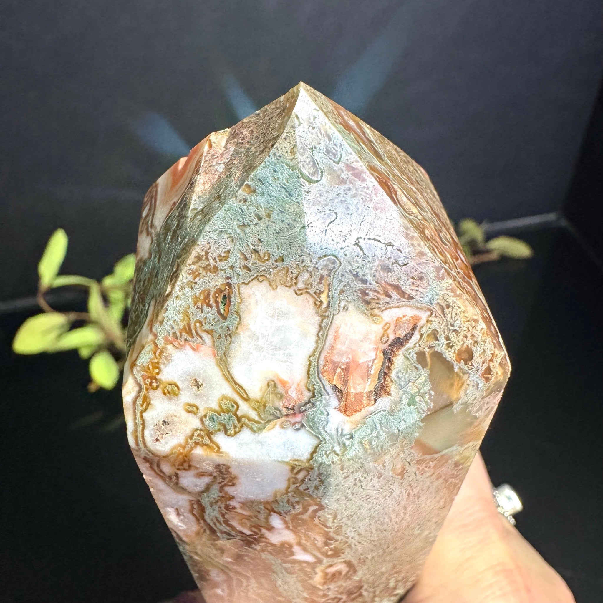 Red Moss Agate Tower