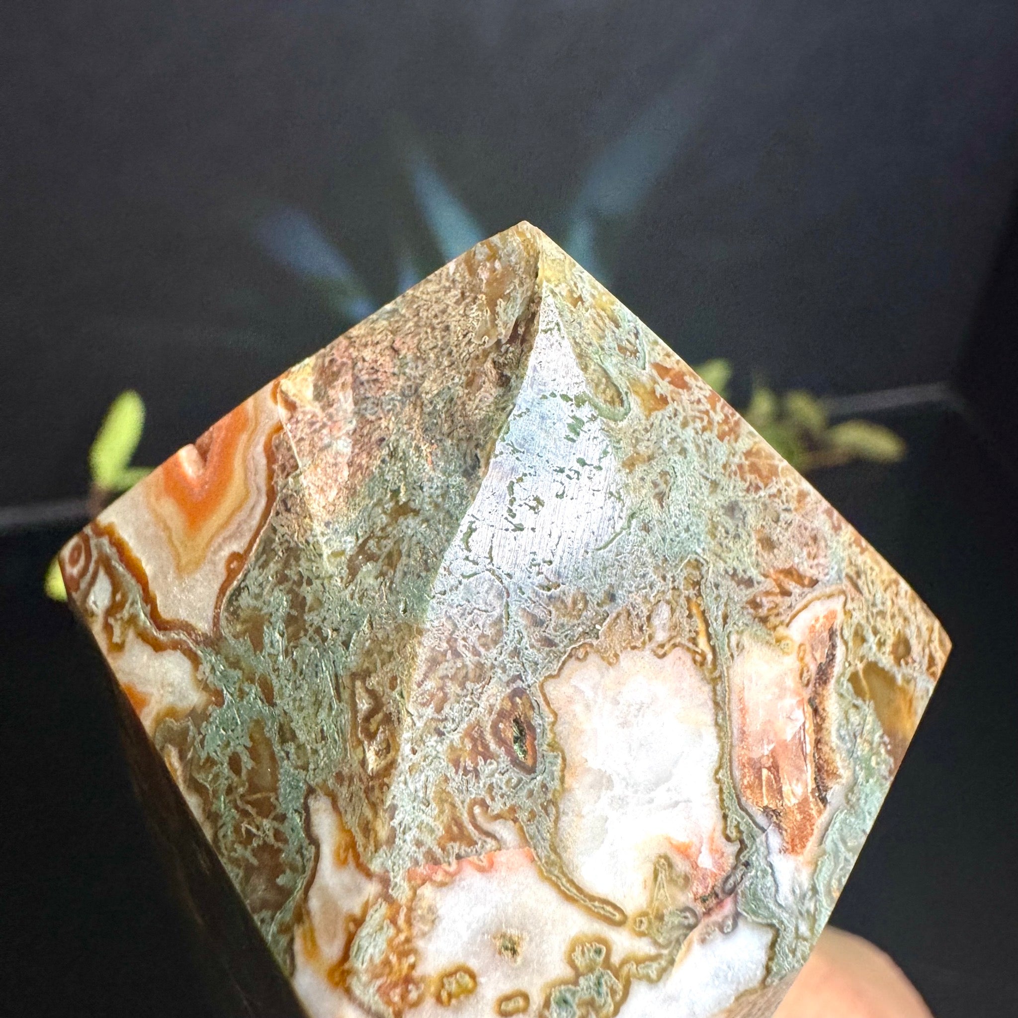 Red Moss Agate Tower