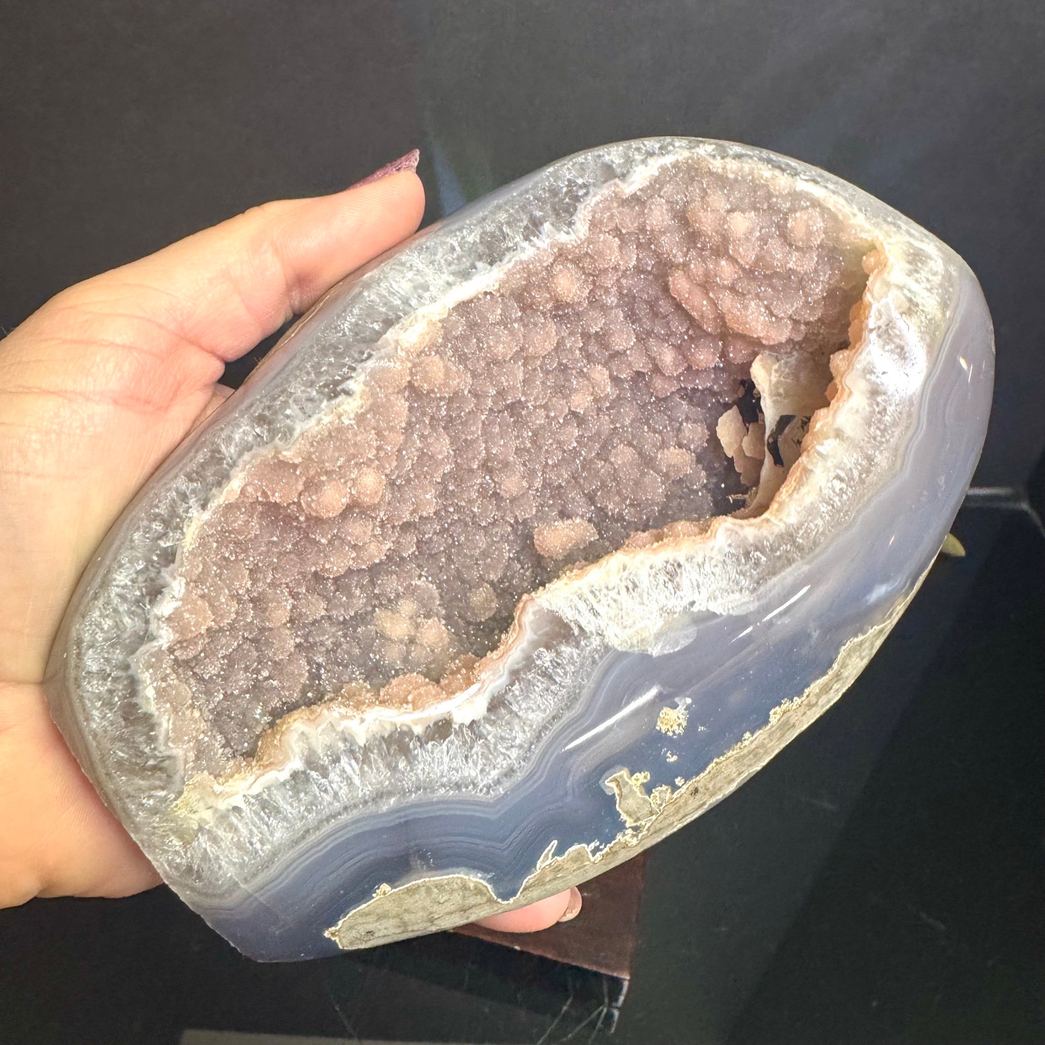 Druzy Agate on Wooden Base