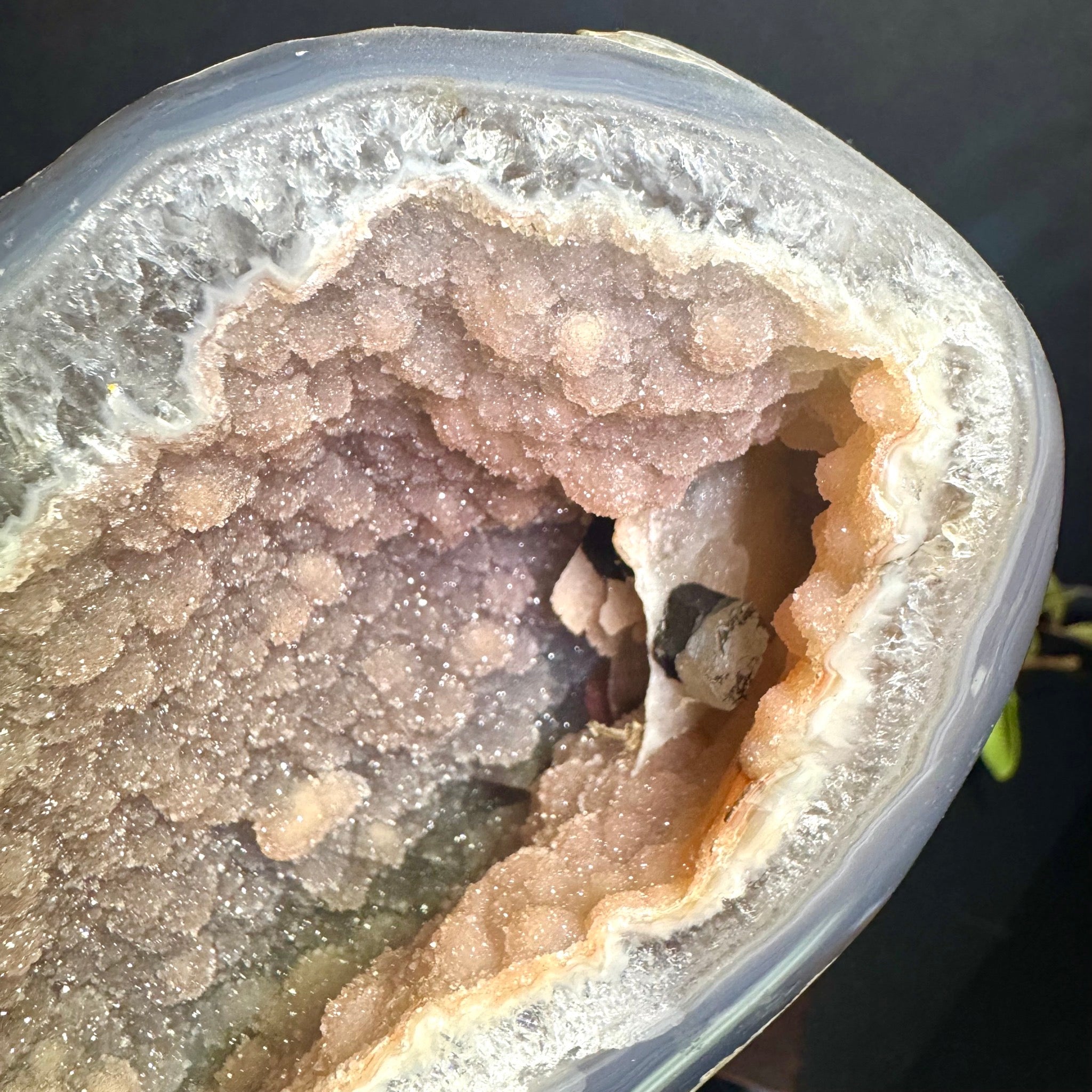 Druzy Agate on Wooden Base
