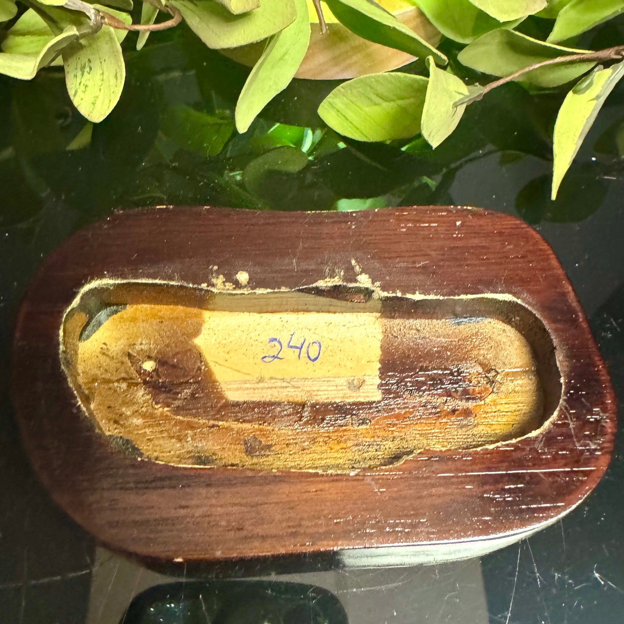 Amethyst Cluster with Stalactite on Wooden Base