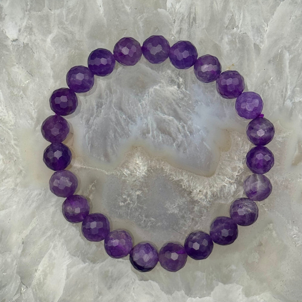 Faceted Amethyst Stretch Bracelet