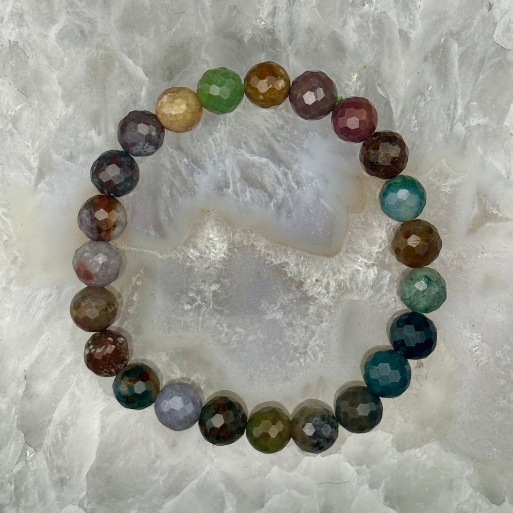 Faceted Ocean Jasper Stretch Bracelet