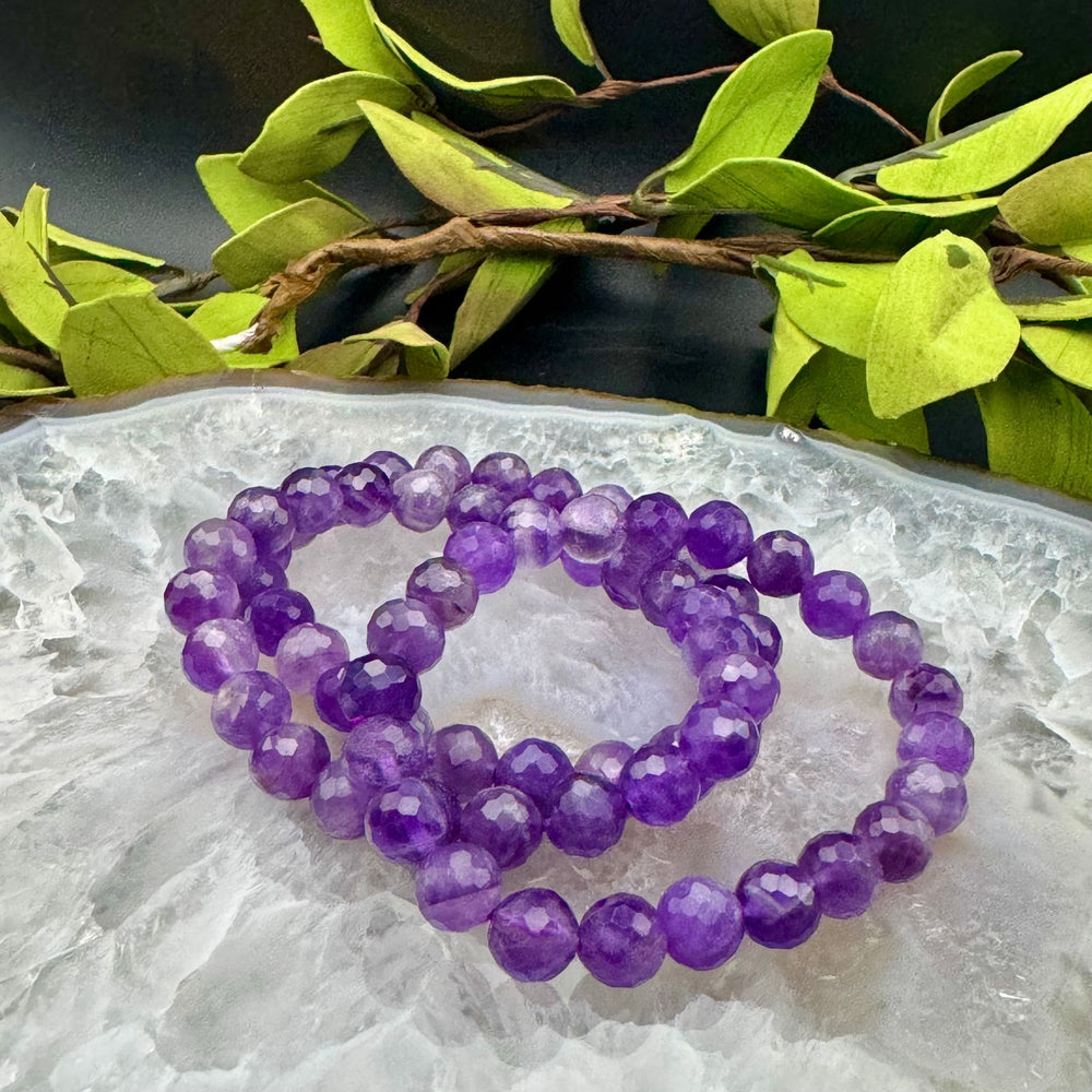 Faceted Amethyst Stretch Bracelet