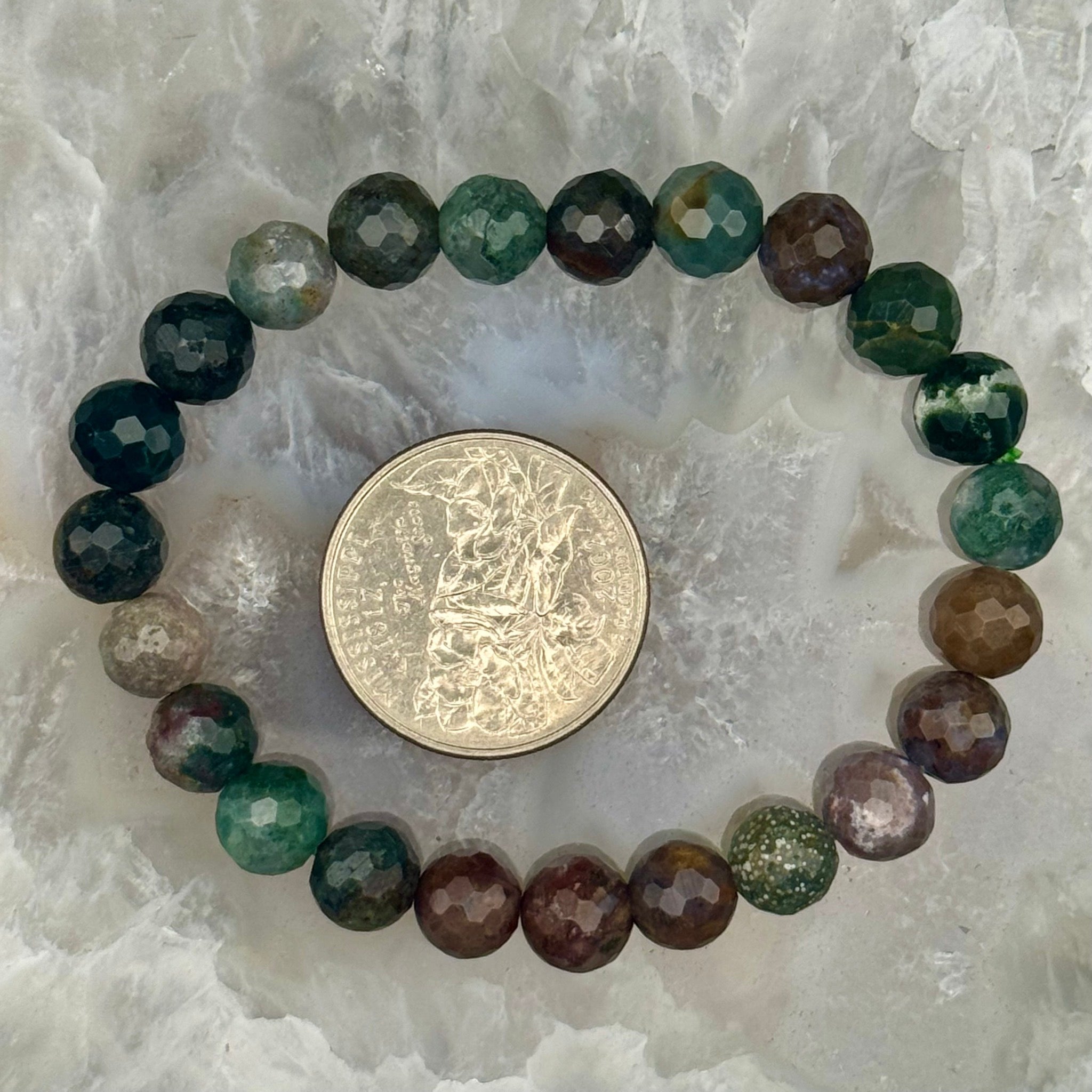 Faceted Ocean Jasper Stretch Bracelet