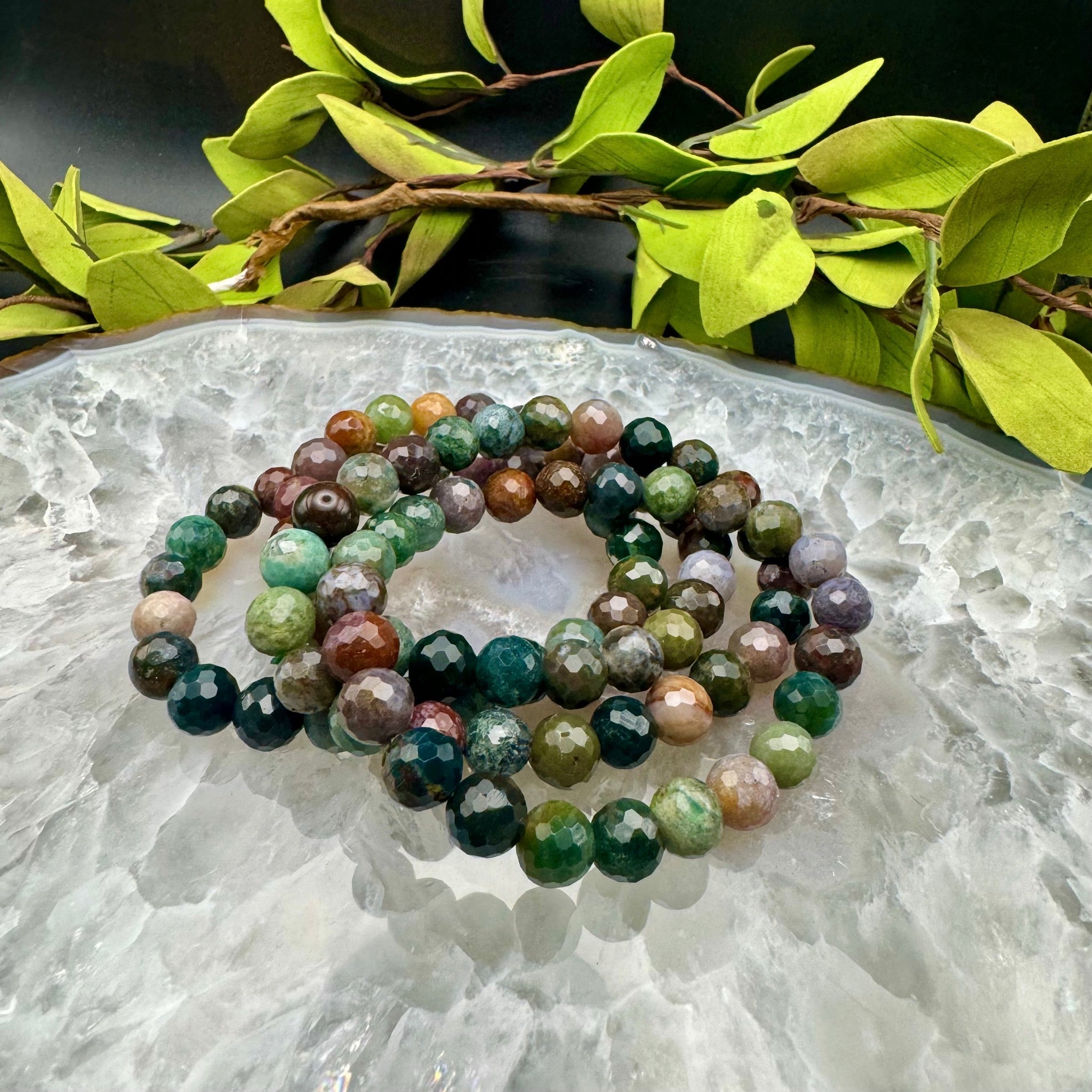 Faceted Ocean Jasper Stretch Bracelet