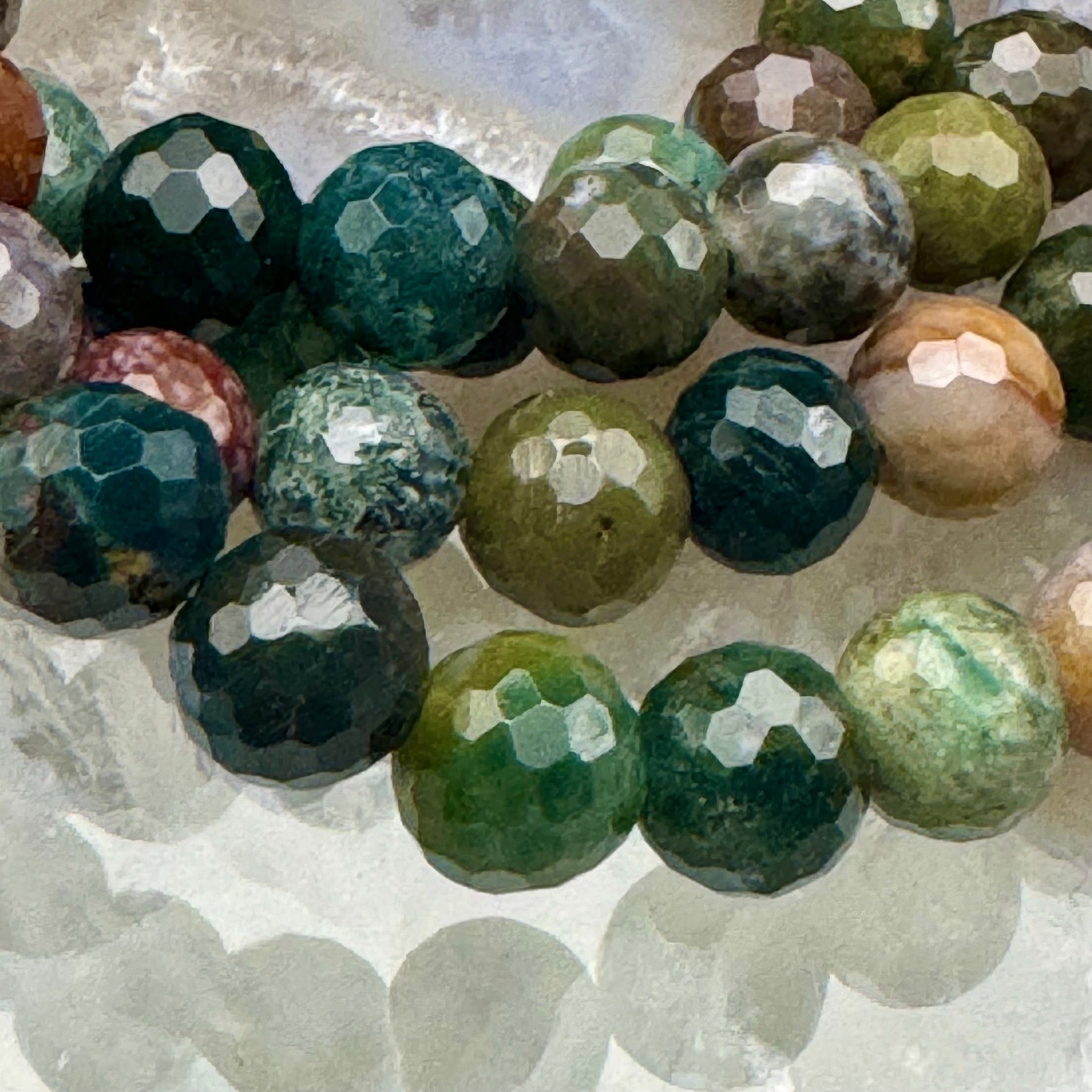 Faceted Ocean Jasper Stretch Bracelet