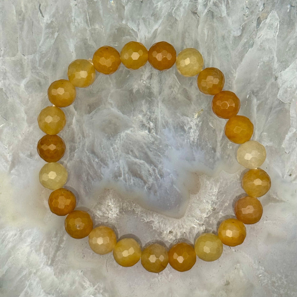 Faceted Yellow Aventurine Stretch Bracelet