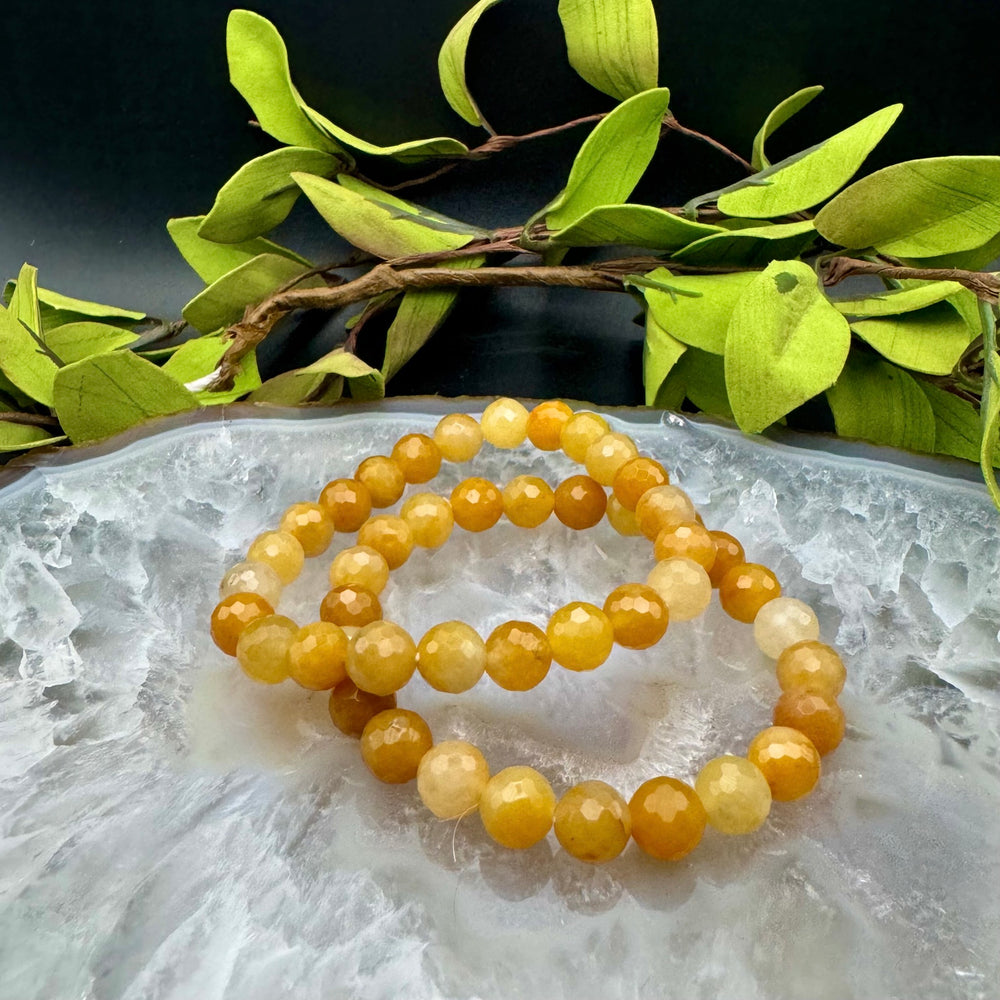 Faceted Yellow Aventurine Stretch Bracelet