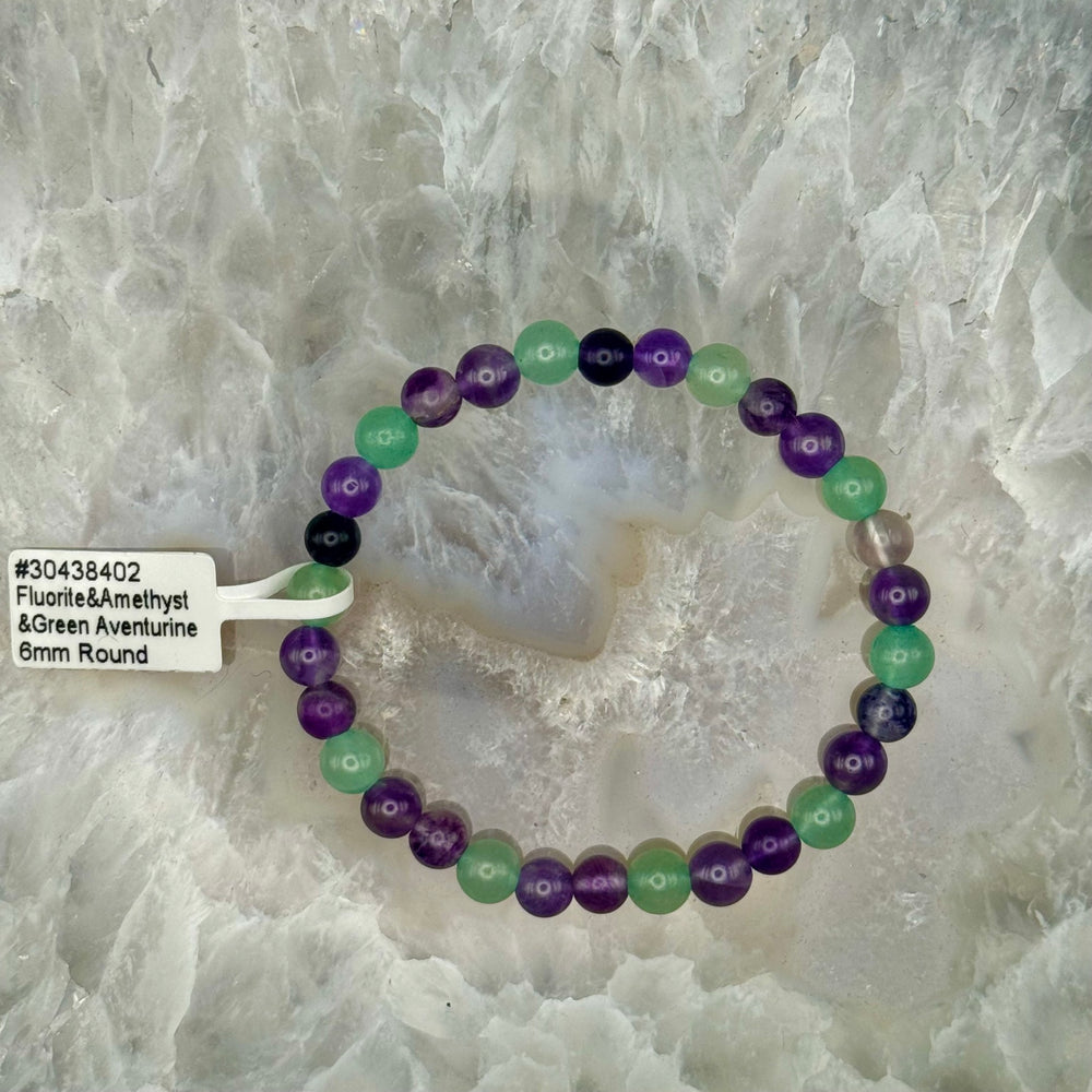 Fluorite, Amethyst & Green Aventurine Stretch Bracelet