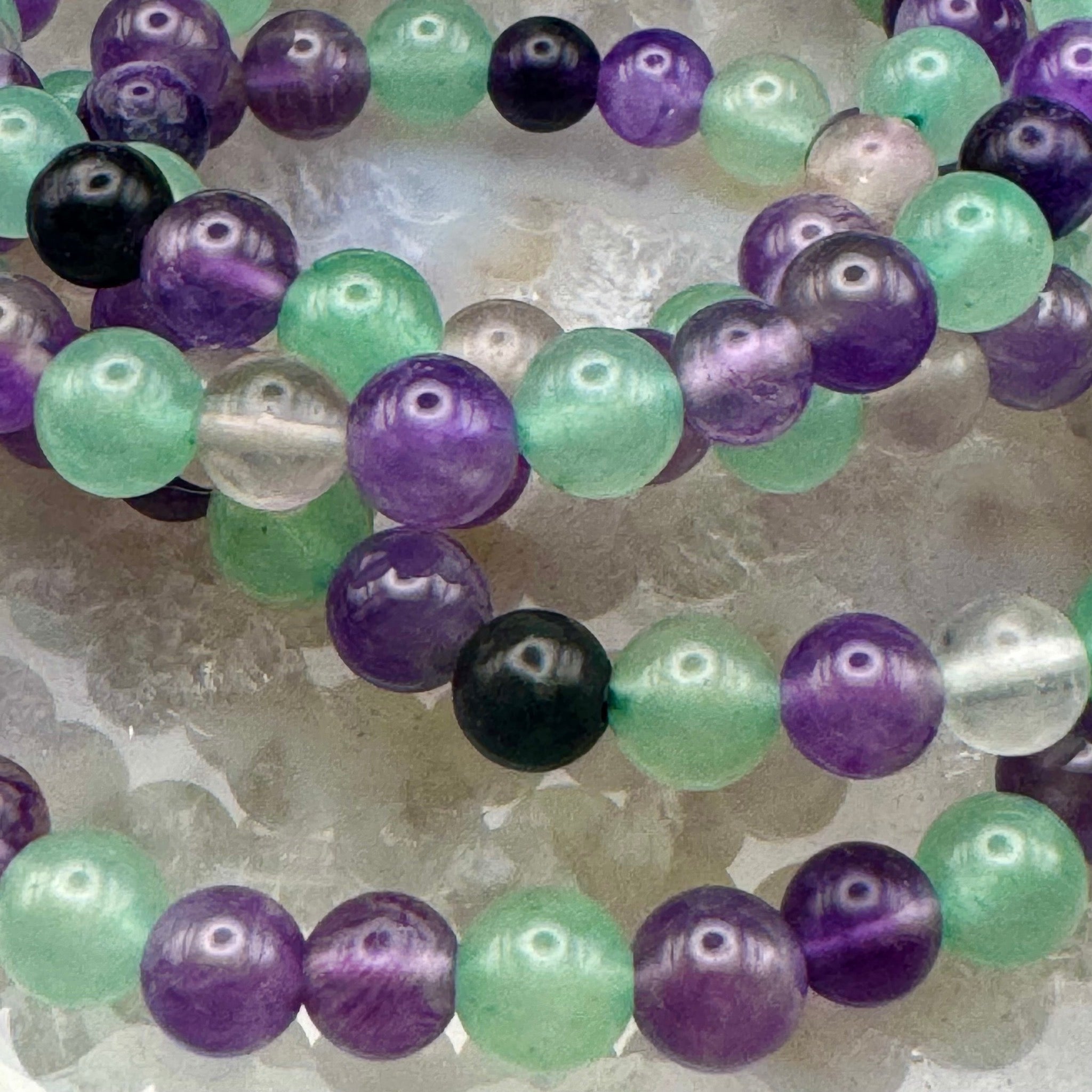 Fluorite, Amethyst & Green Aventurine Stretch Bracelet