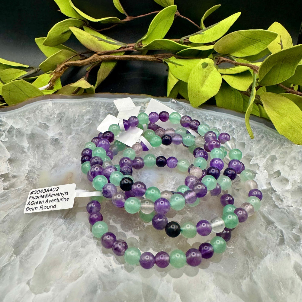 Fluorite, Amethyst & Green Aventurine Stretch Bracelet