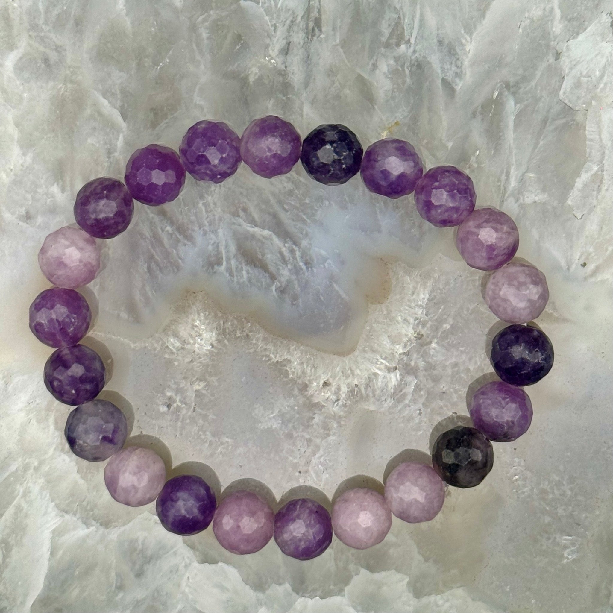 Faceted Lepidolite Stretch Bracelet