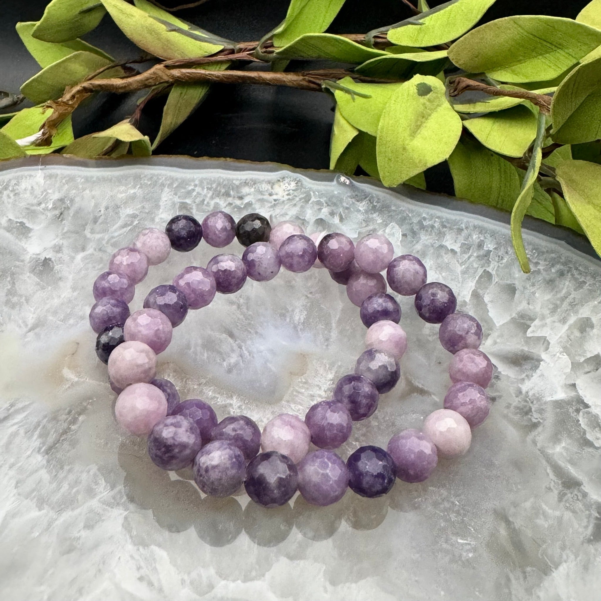 Faceted Lepidolite Stretch Bracelet