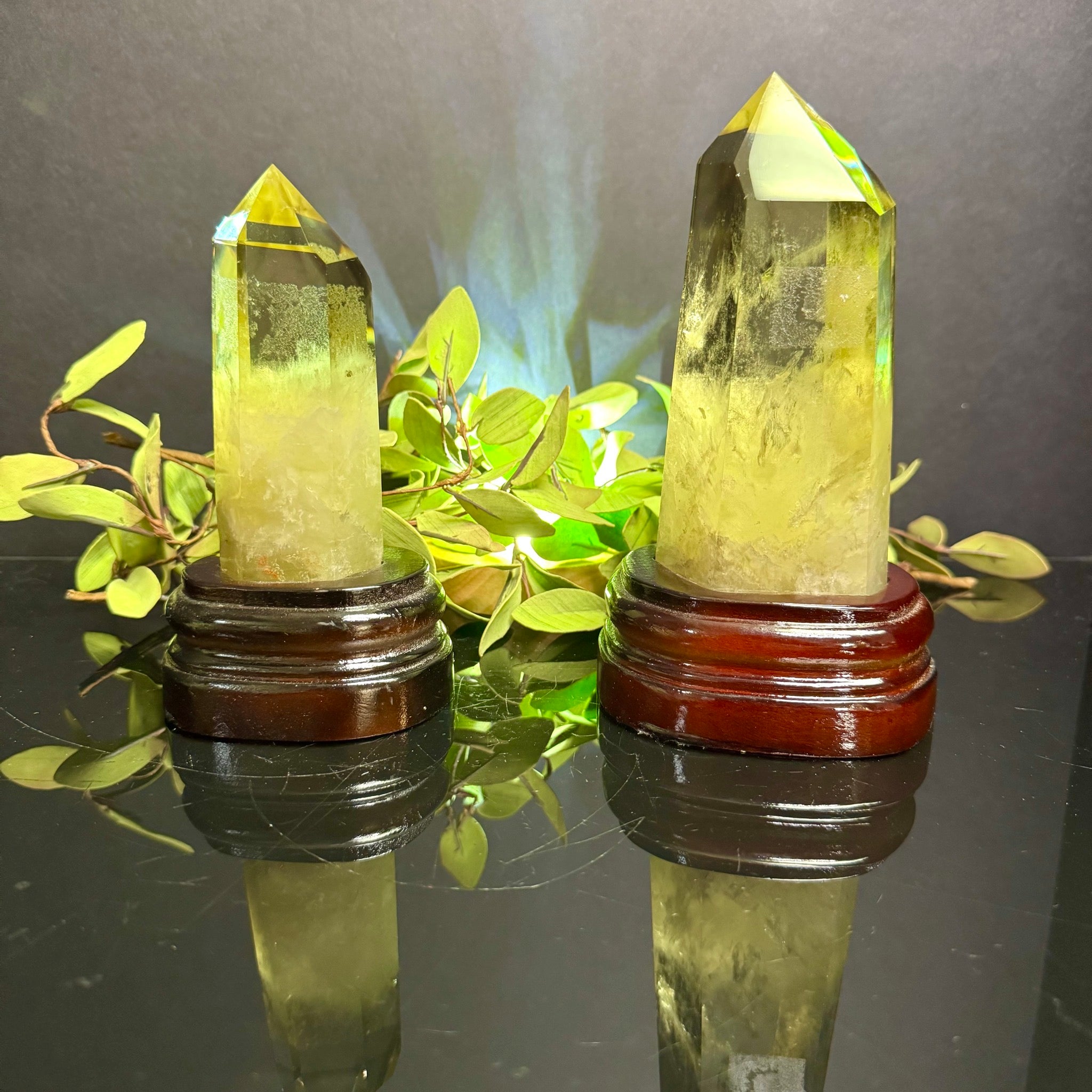 Citrine Tower on Wooden Base