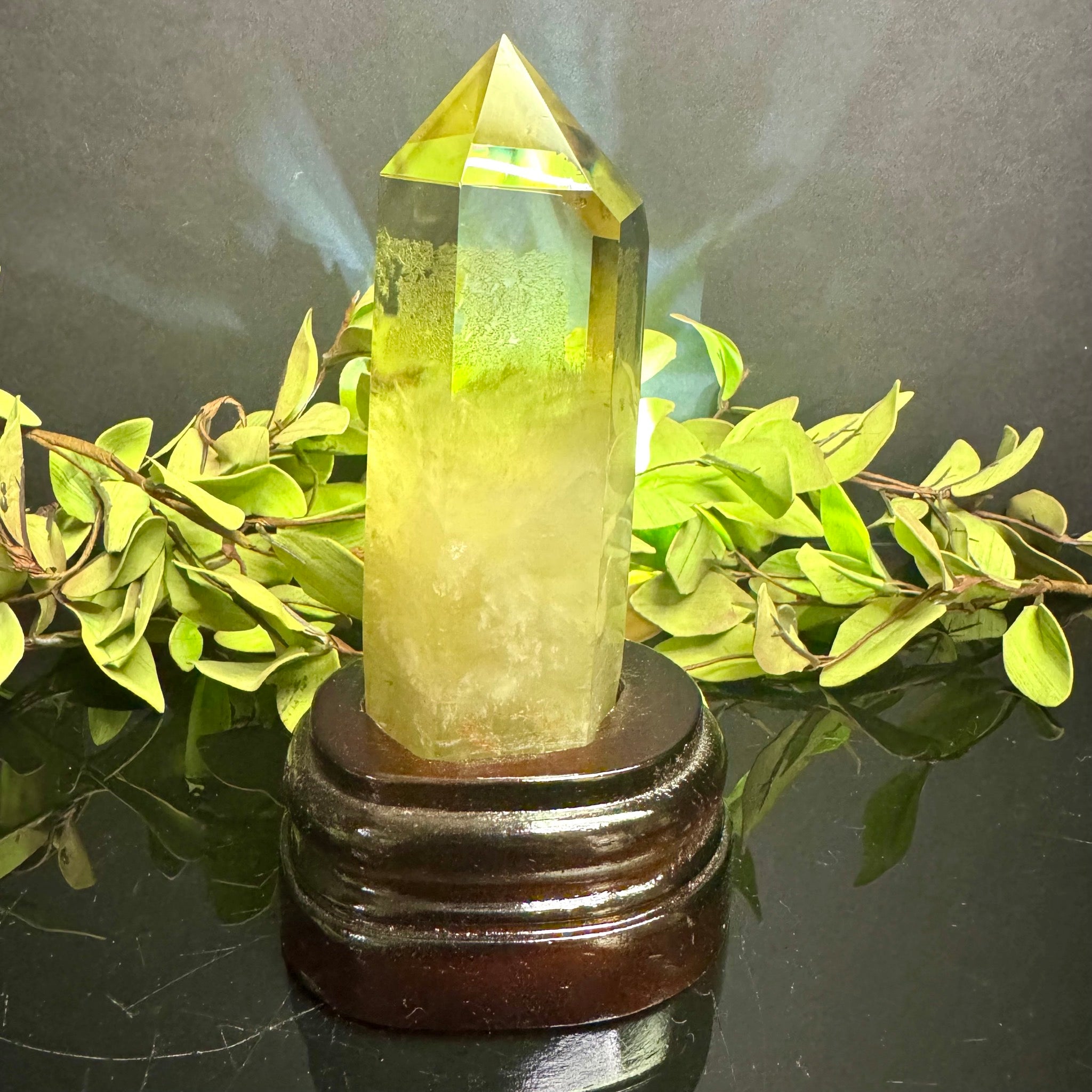 Citrine Tower on Wooden Base