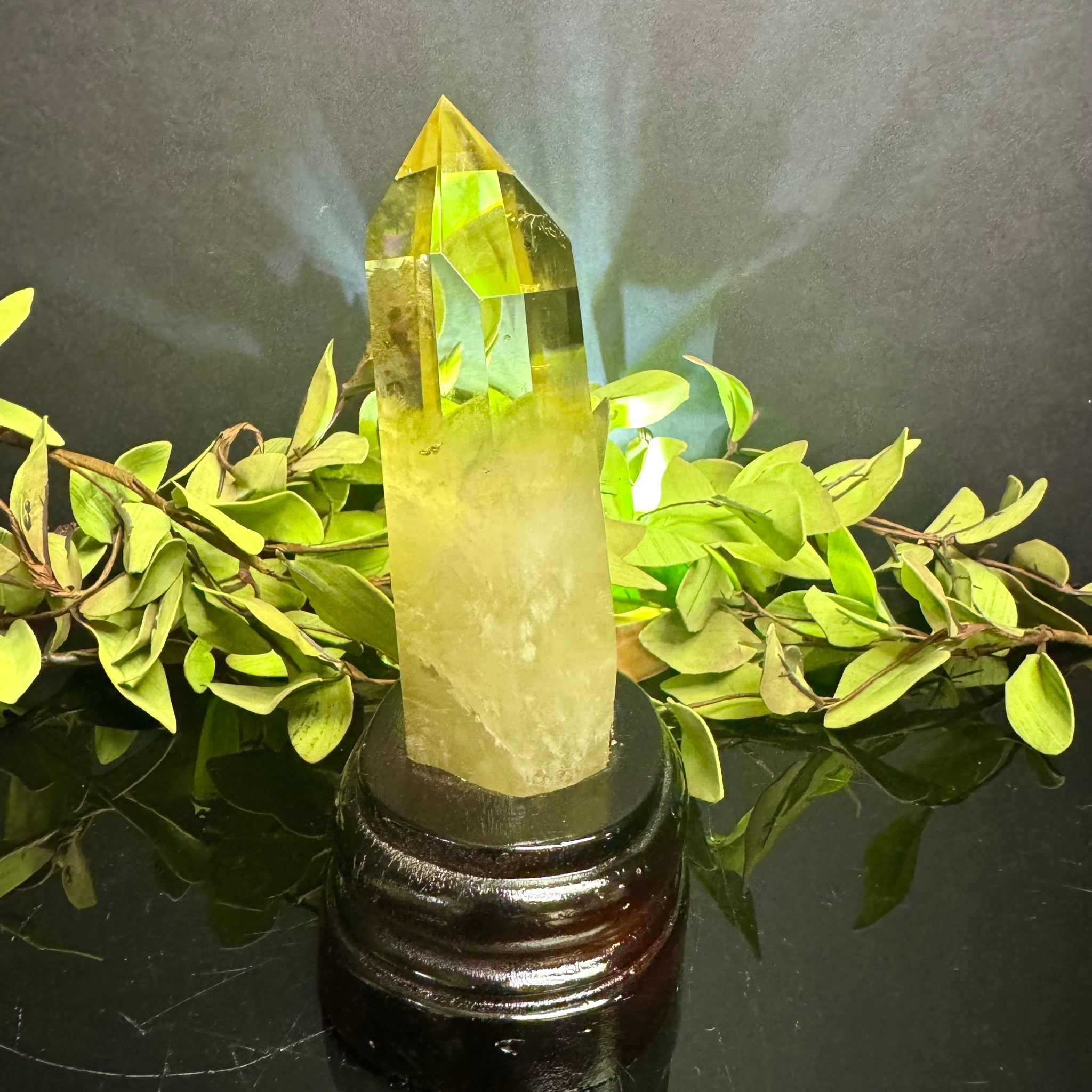 Citrine Tower on Wooden Base