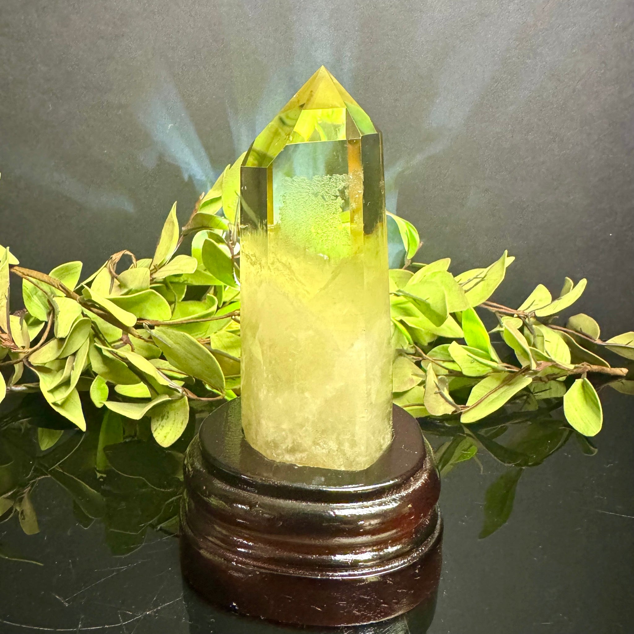 Citrine Tower on Wooden Base