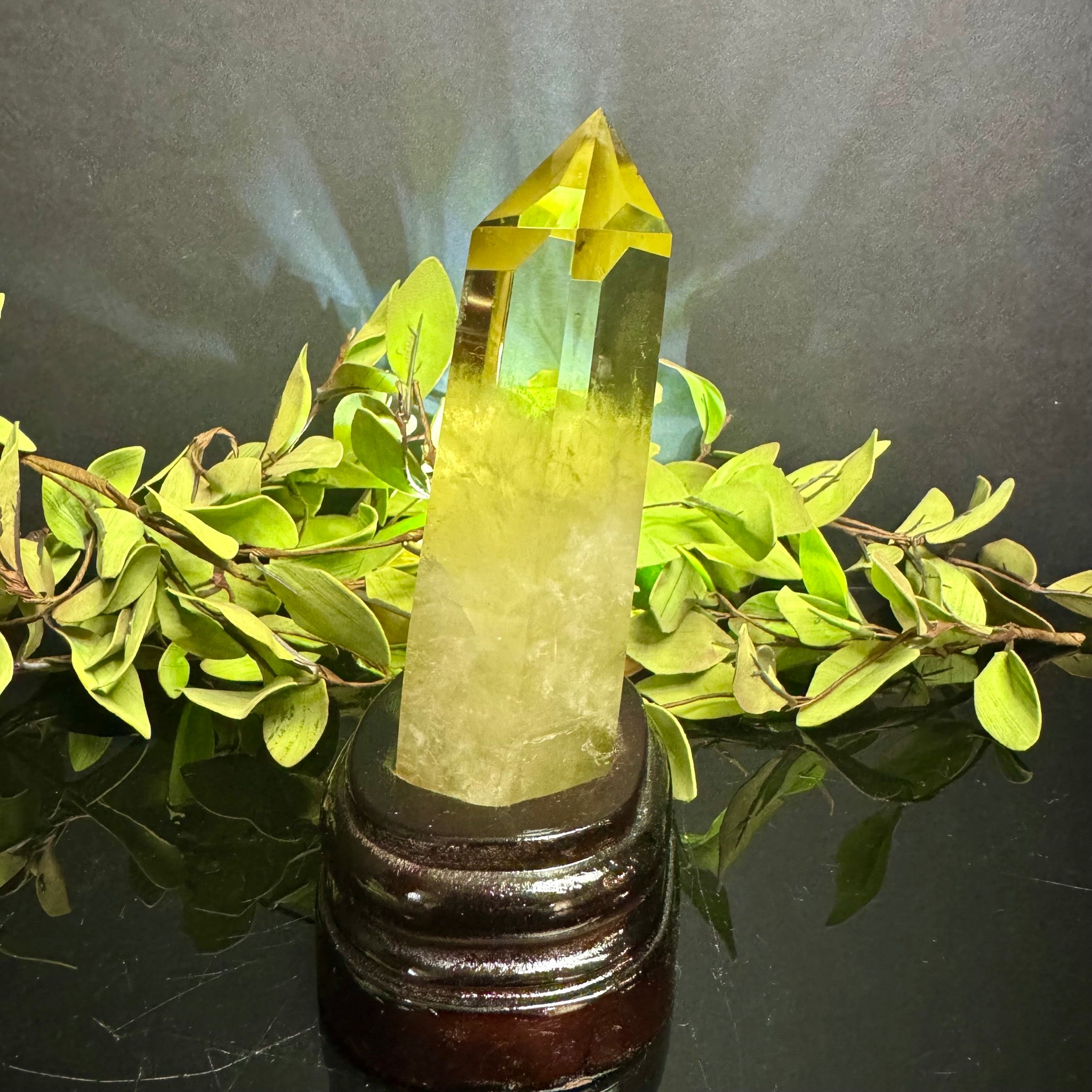 Citrine Tower on Wooden Base