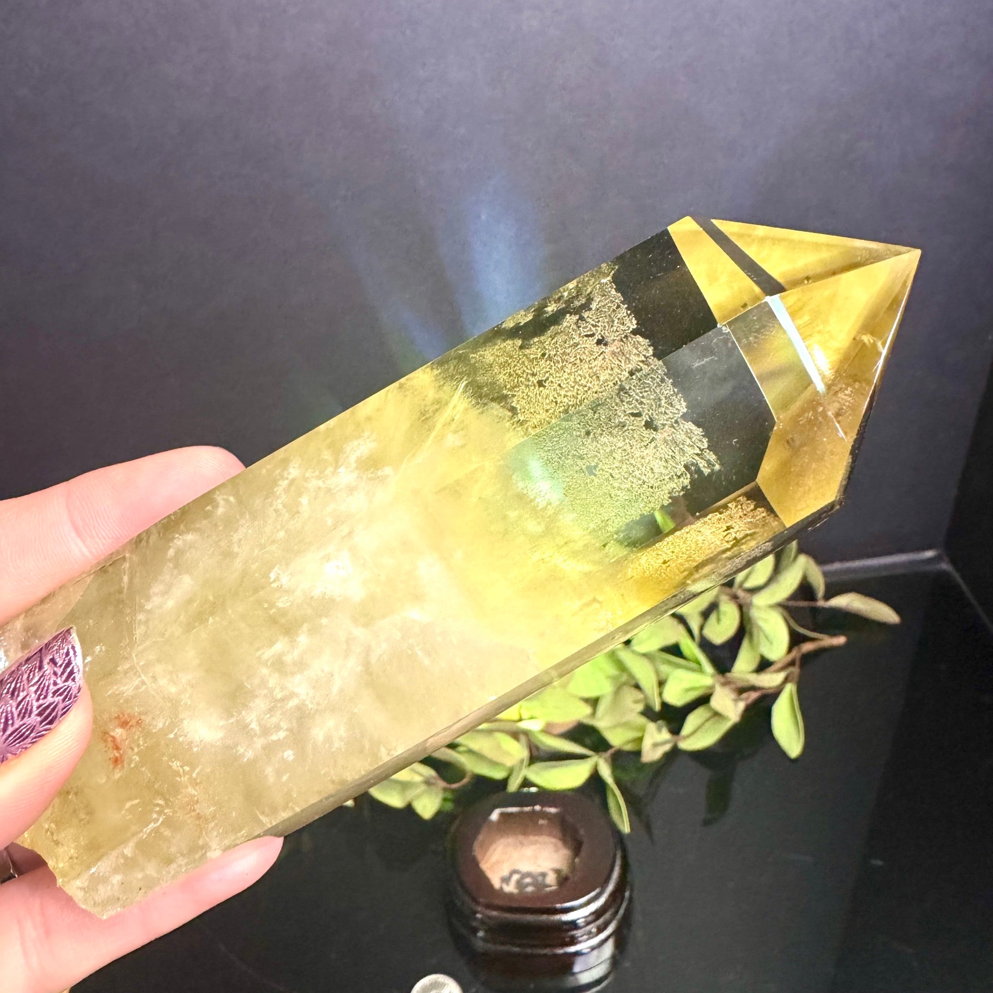 Citrine Tower on Wooden Base