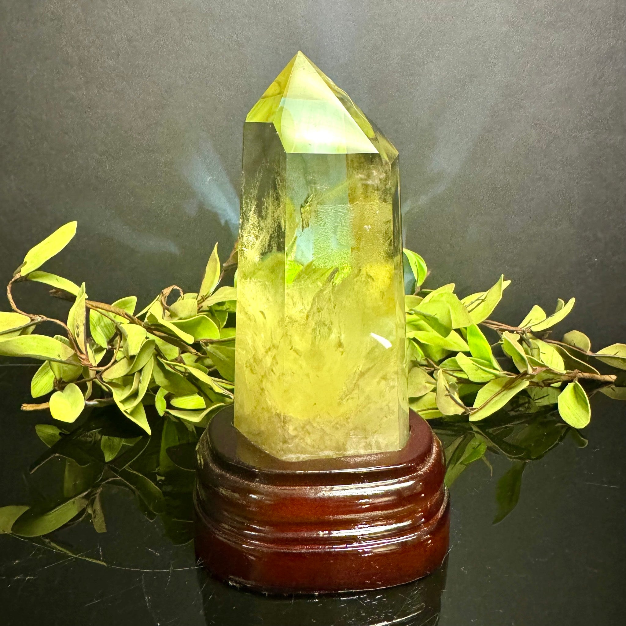 Citrine Tower on Wooden Base
