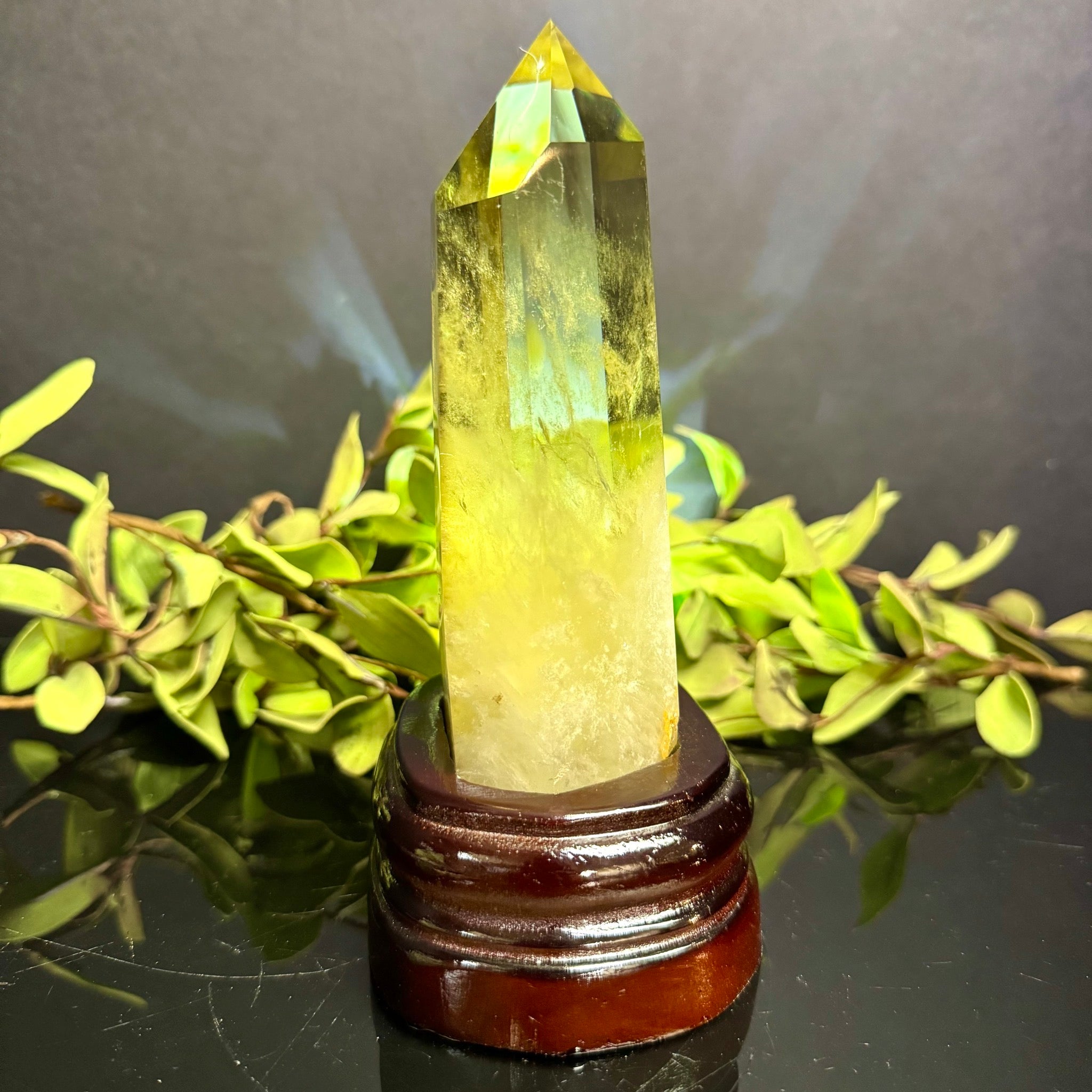 Citrine Tower on Wooden Base