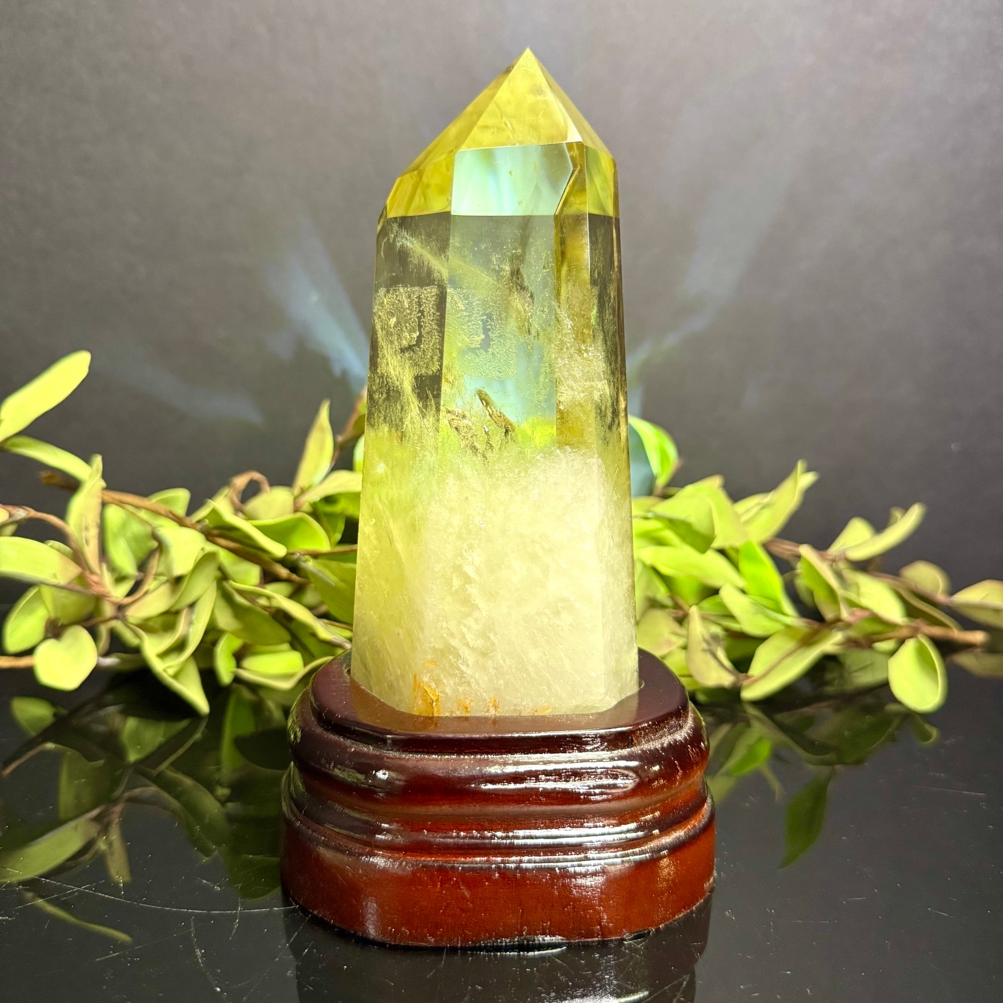 Citrine Tower on Wooden Base