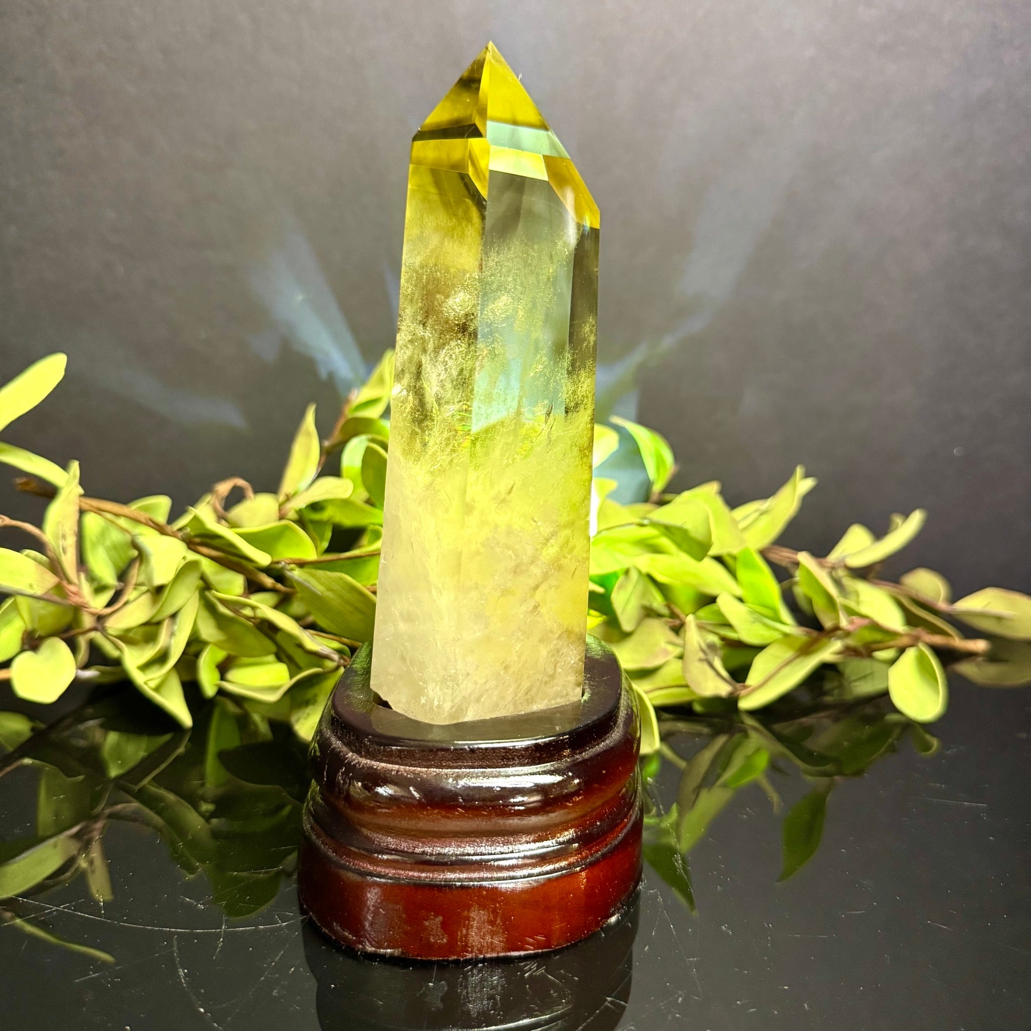 Citrine Tower on Wooden Base