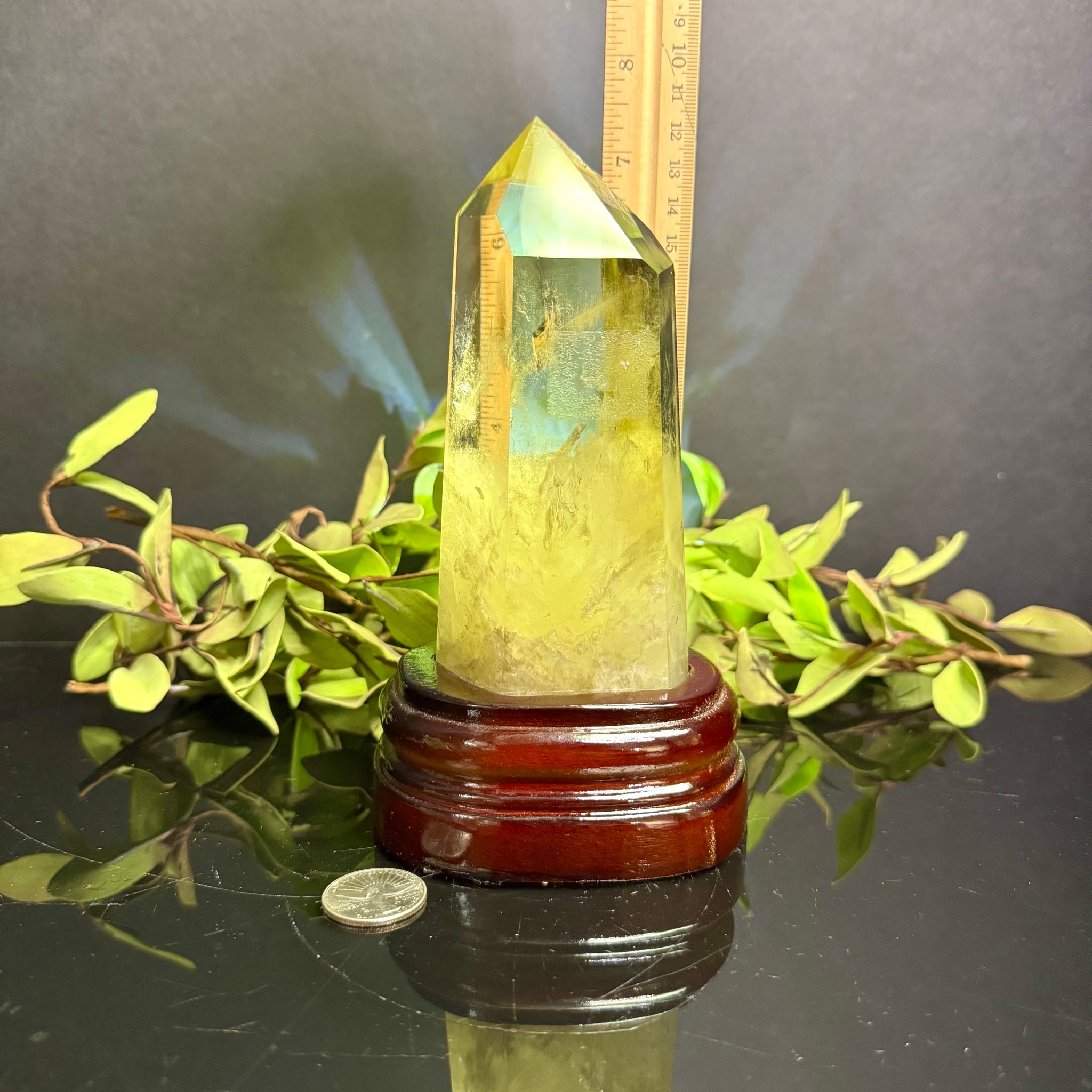 Citrine Tower on Wooden Base