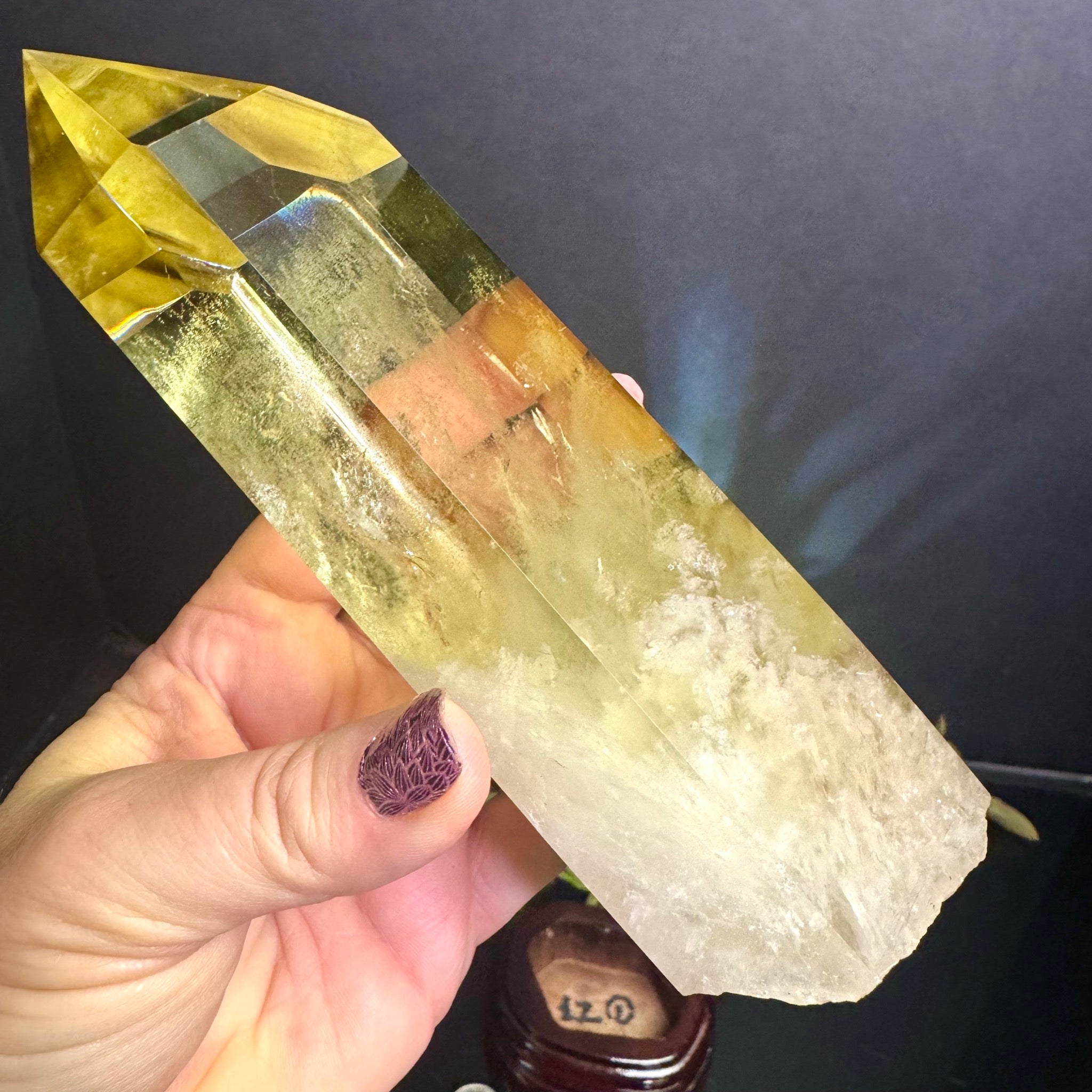 Citrine Tower on Wooden Base