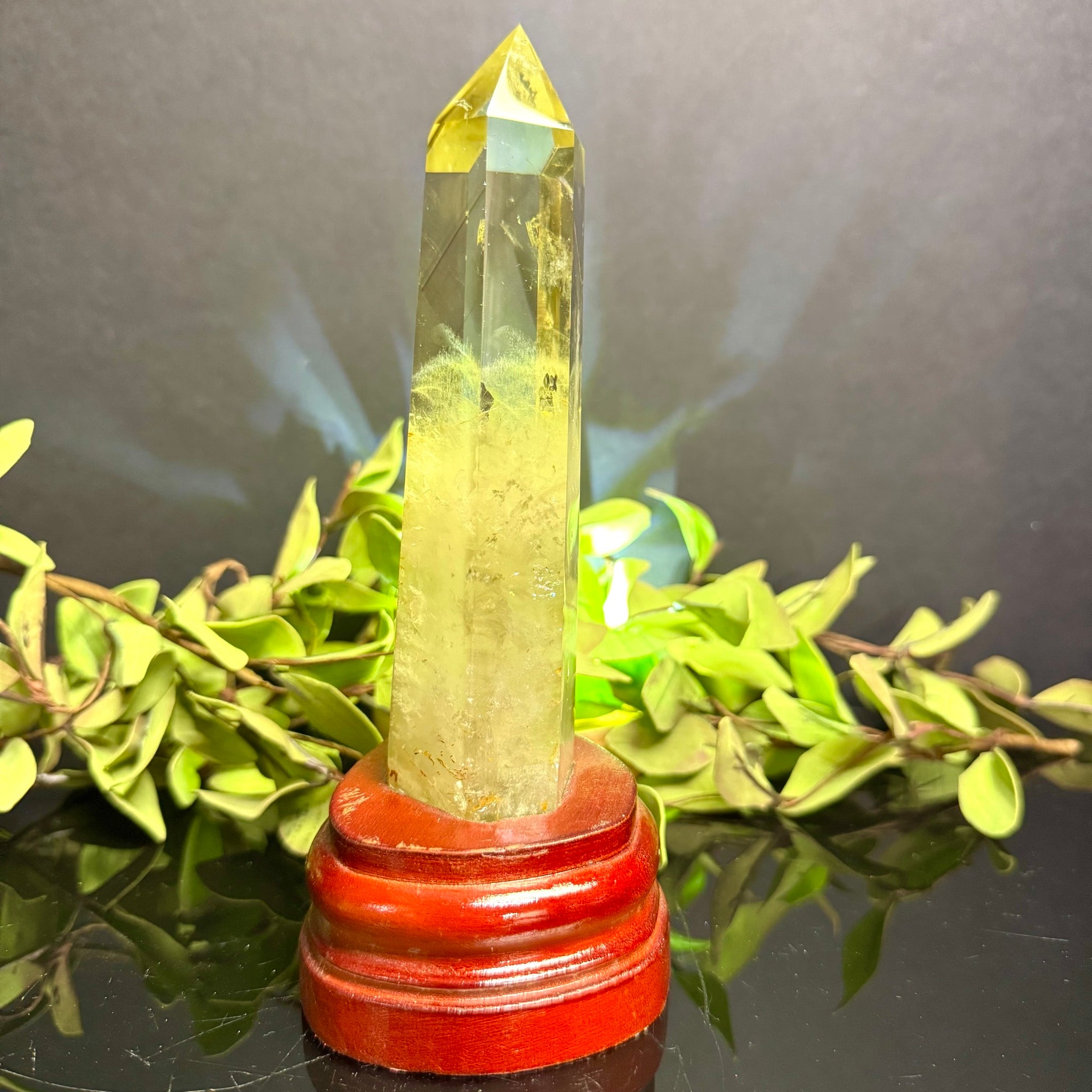 Citrine Tower on Wooden Base