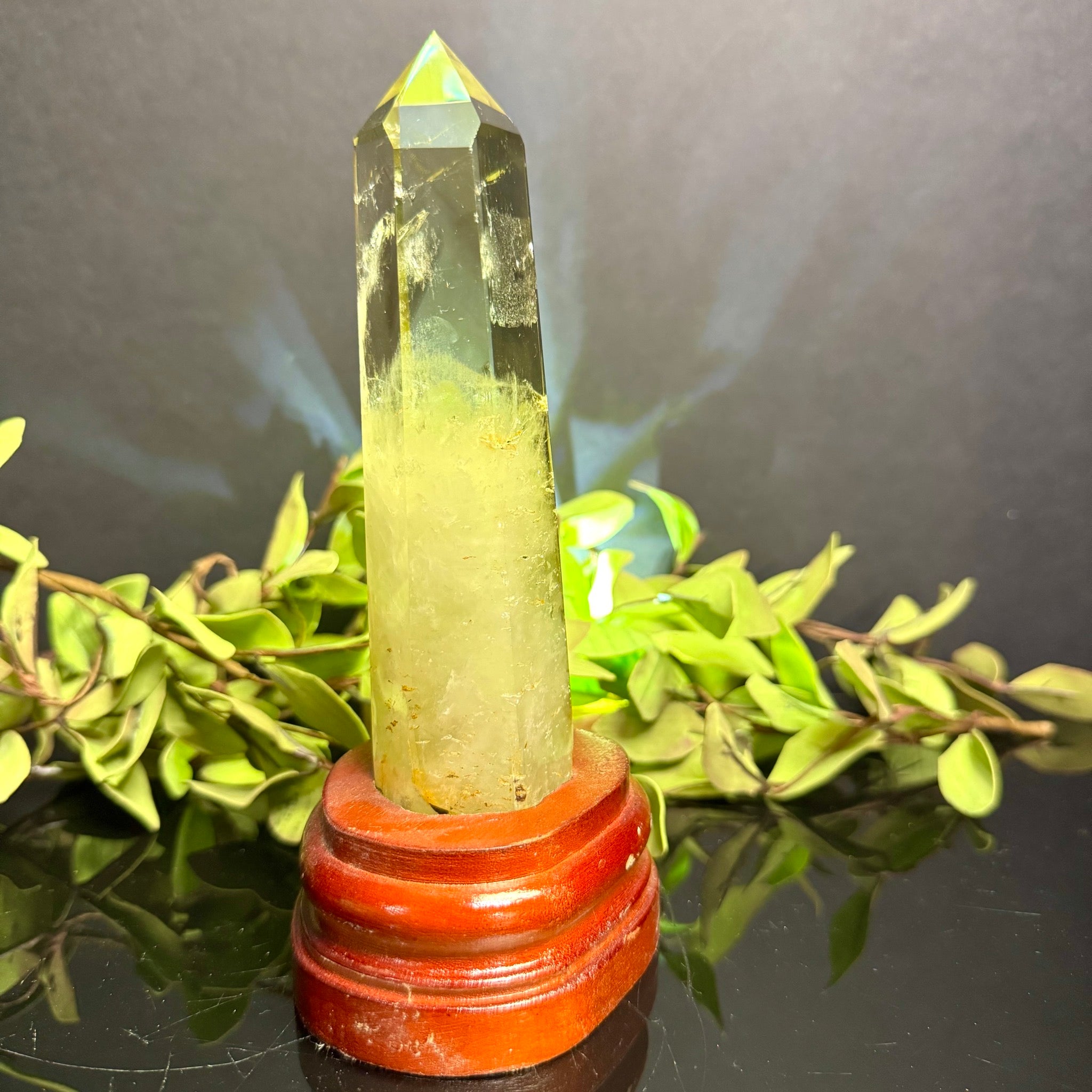 Citrine Tower on Wooden Base
