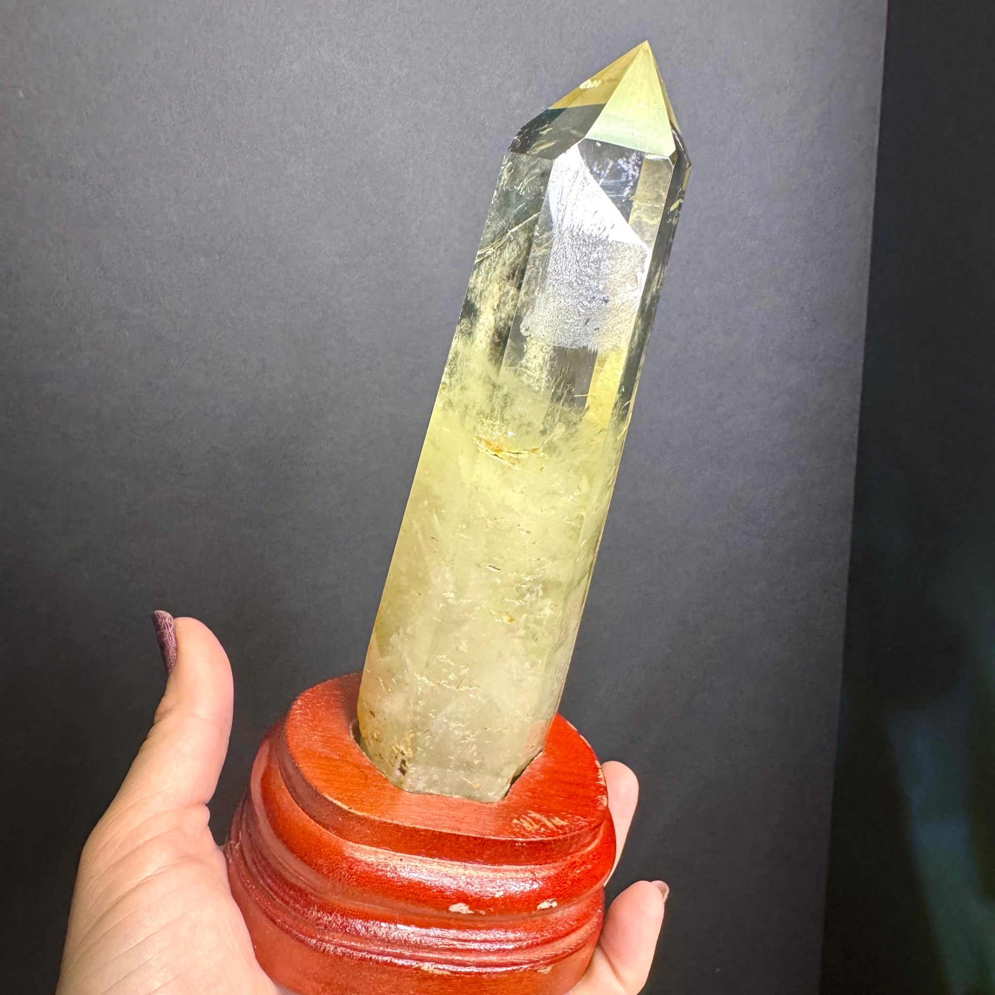 Citrine Tower on Wooden Base