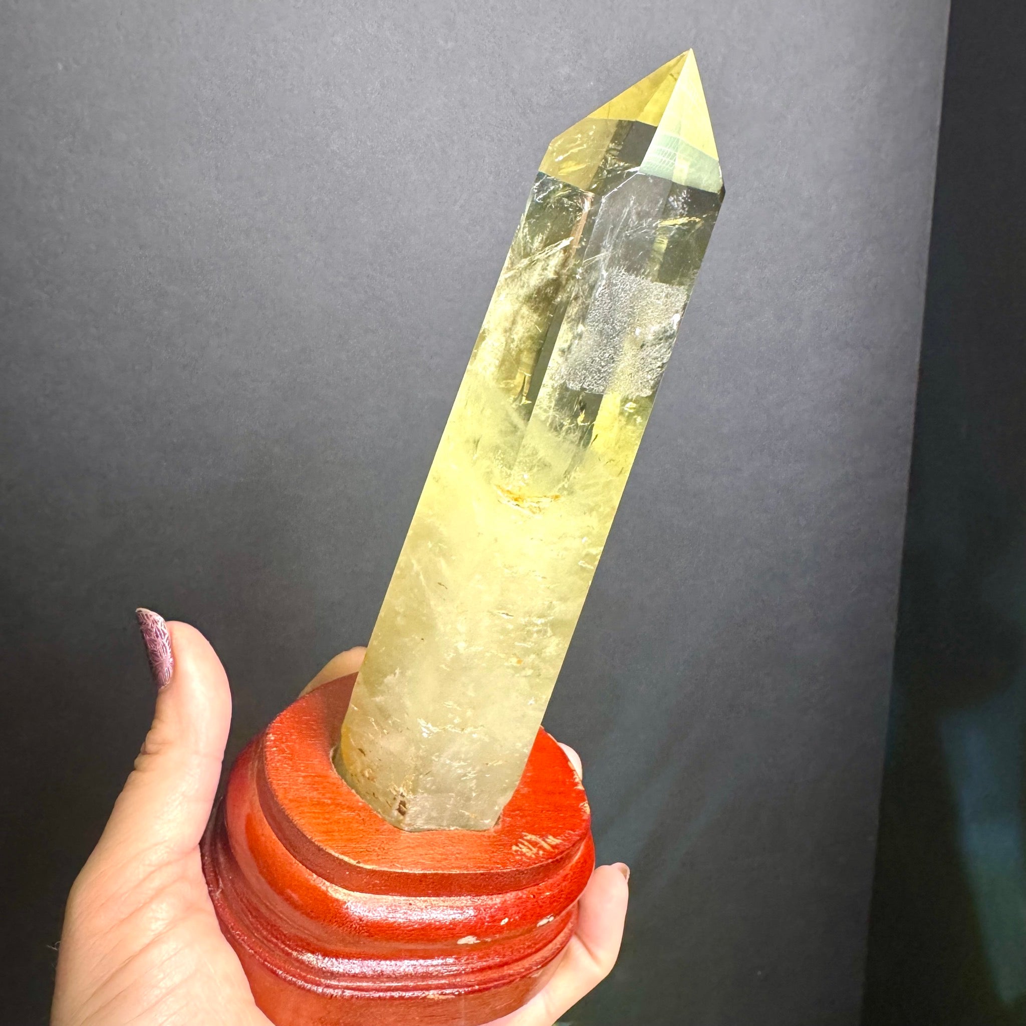 Citrine Tower on Wooden Base
