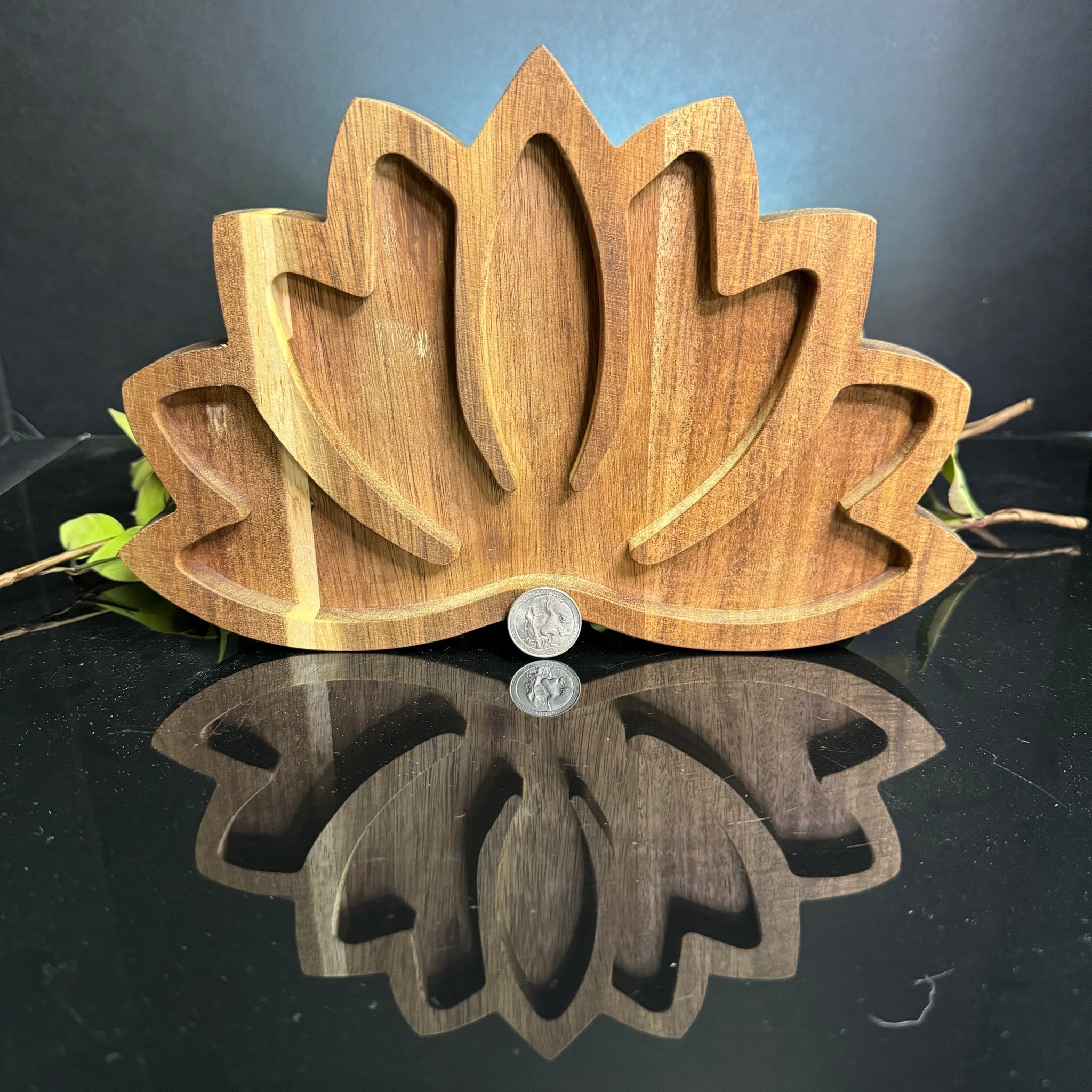 Lotus Flower Shaped Wood Tray