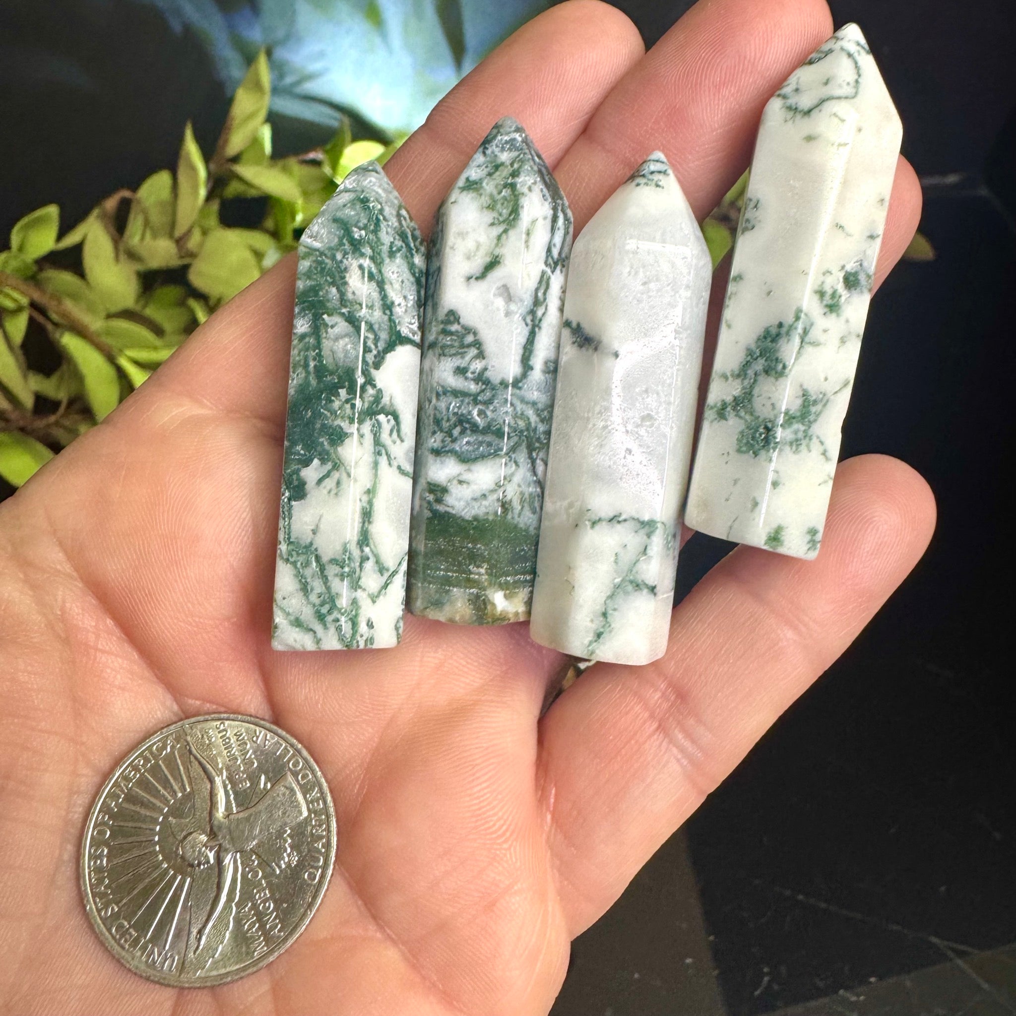 Mini Moss Agate Tower