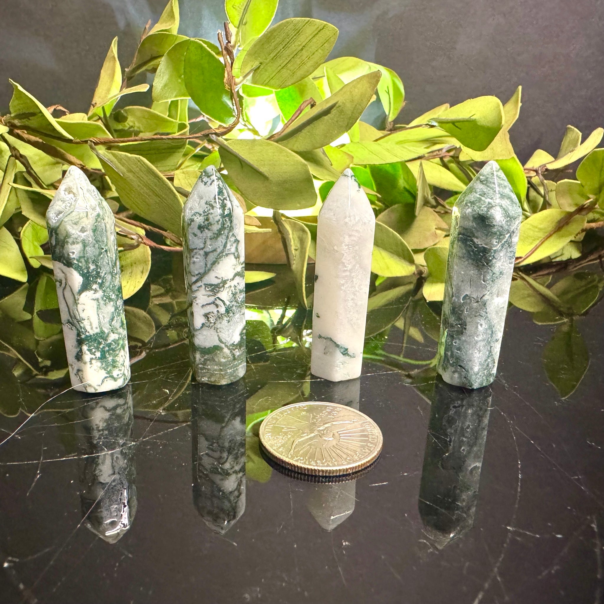 Mini Moss Agate Tower