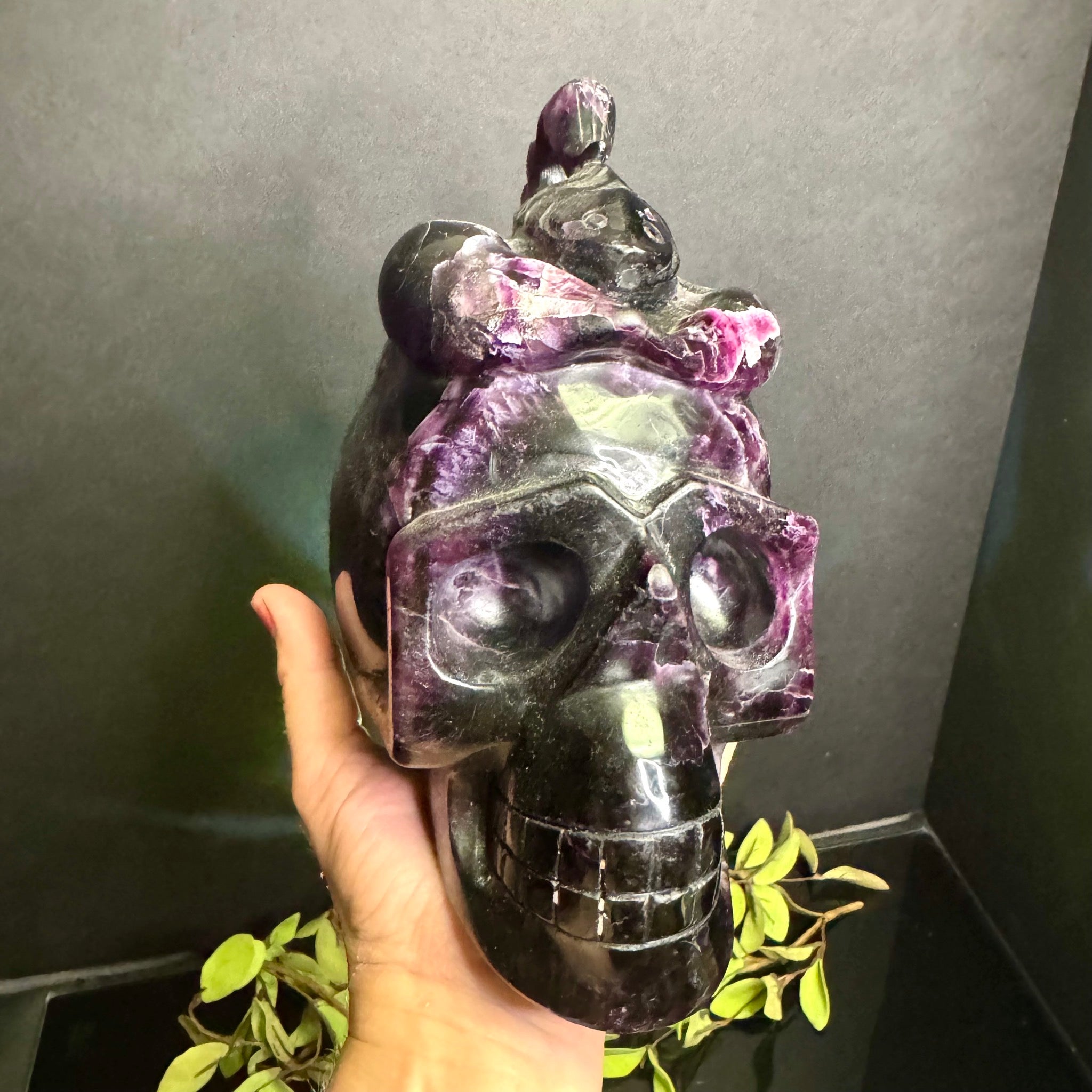 Fluorite Skull with Scorpion